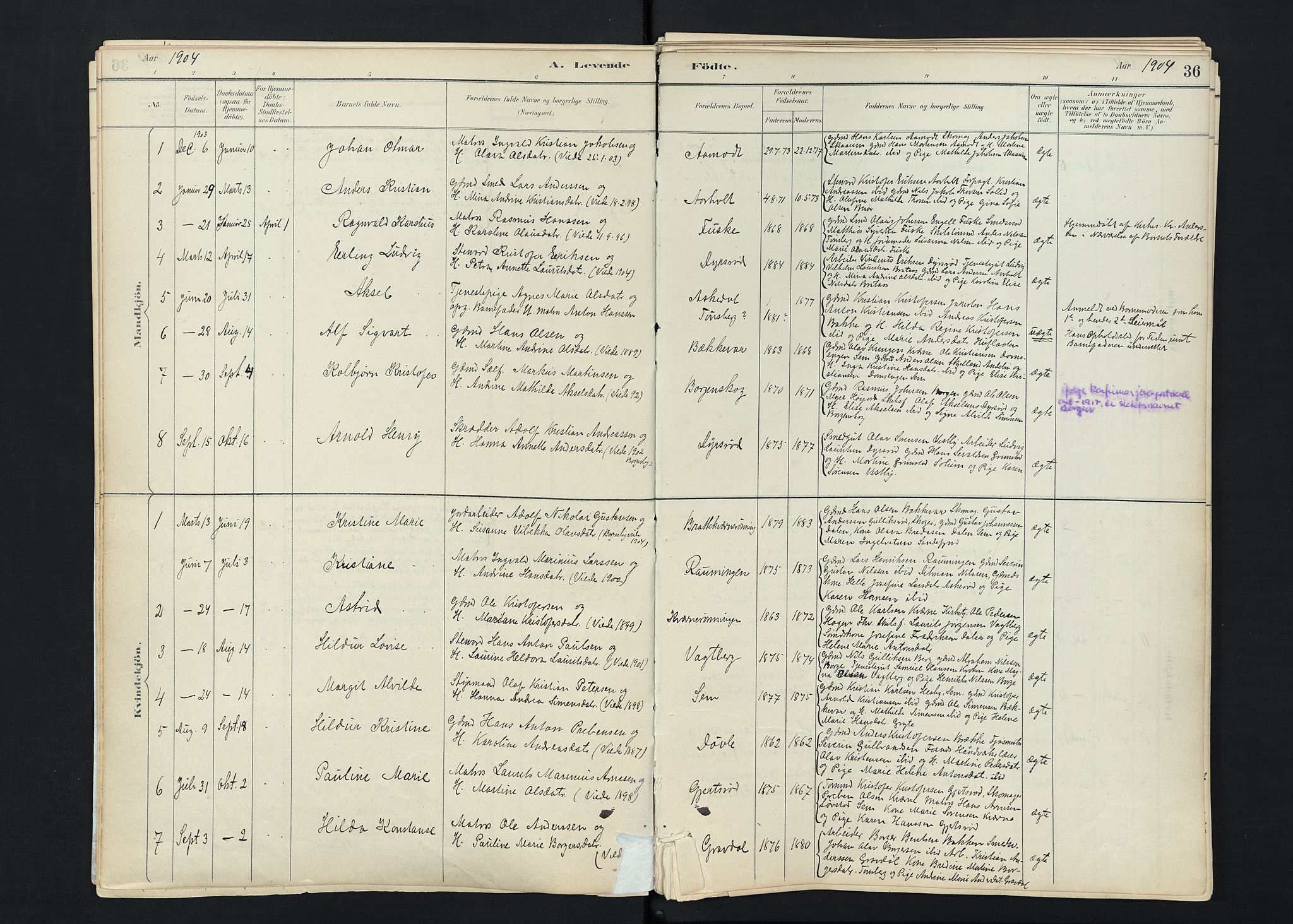 Stokke kirkebøker, SAKO/A-320/F/Fc/L0001: Parish register (official) no. III 1, 1884-1910, p. 36