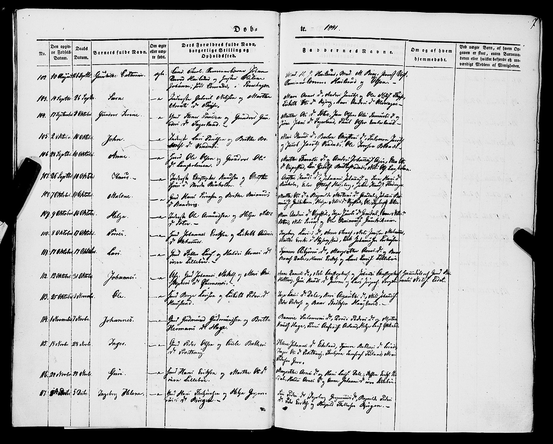 Stord sokneprestembete, SAB/A-78201/H/Haa: Parish register (official) no. A 7, 1841-1861, p. 7