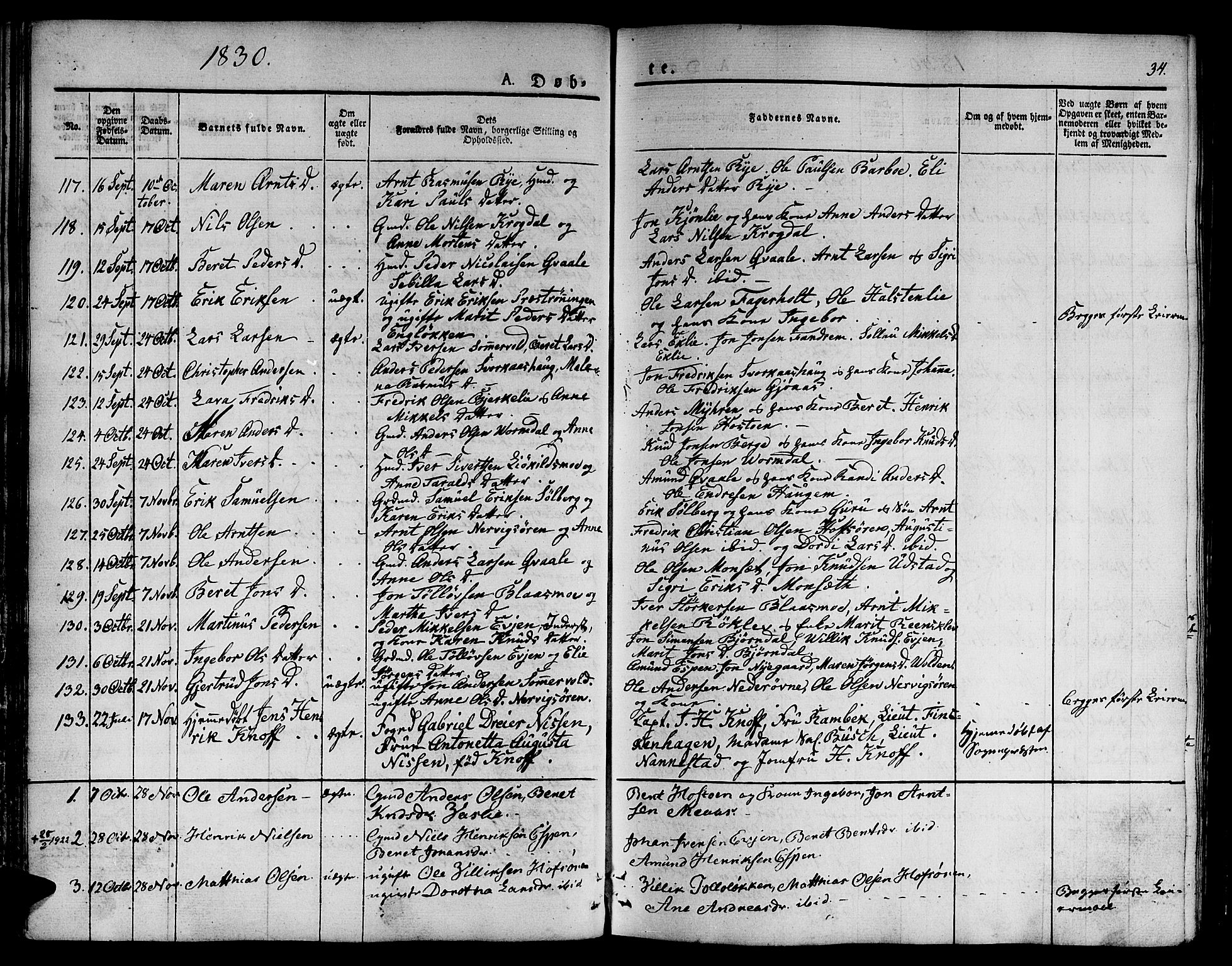 Ministerialprotokoller, klokkerbøker og fødselsregistre - Sør-Trøndelag, SAT/A-1456/668/L0804: Parish register (official) no. 668A04, 1826-1839, p. 34