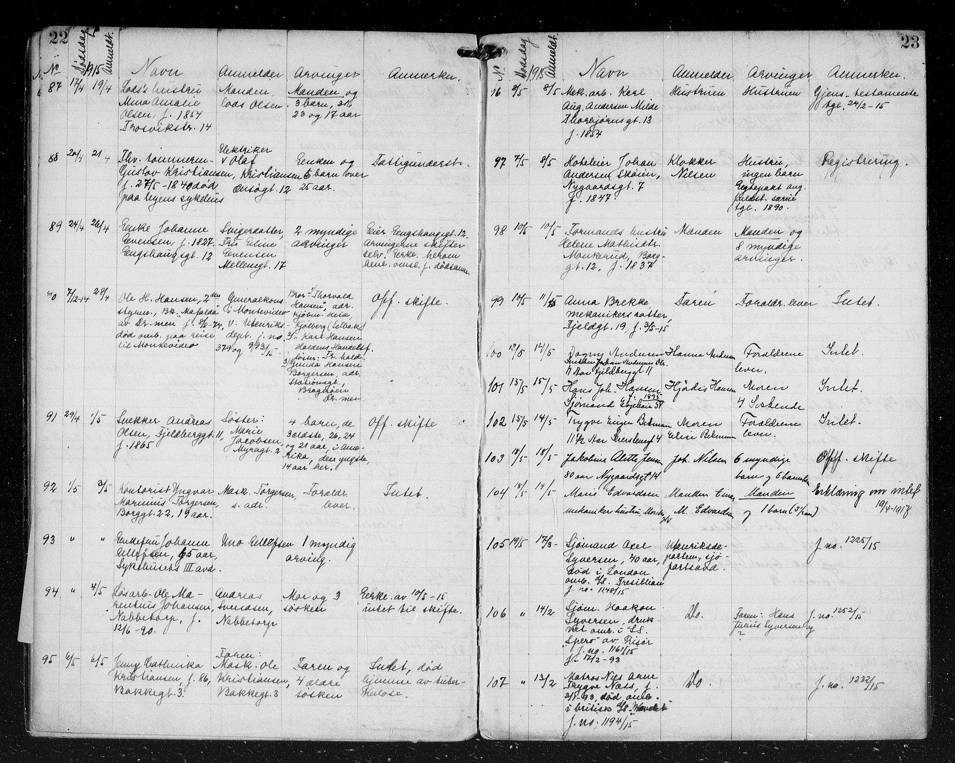 Fredrikstad byfogd, AV/SAO-A-10473a/H/Ha/Hab/L0006: Dødsfallsprotokoll, 1914-1918, p. 22-23