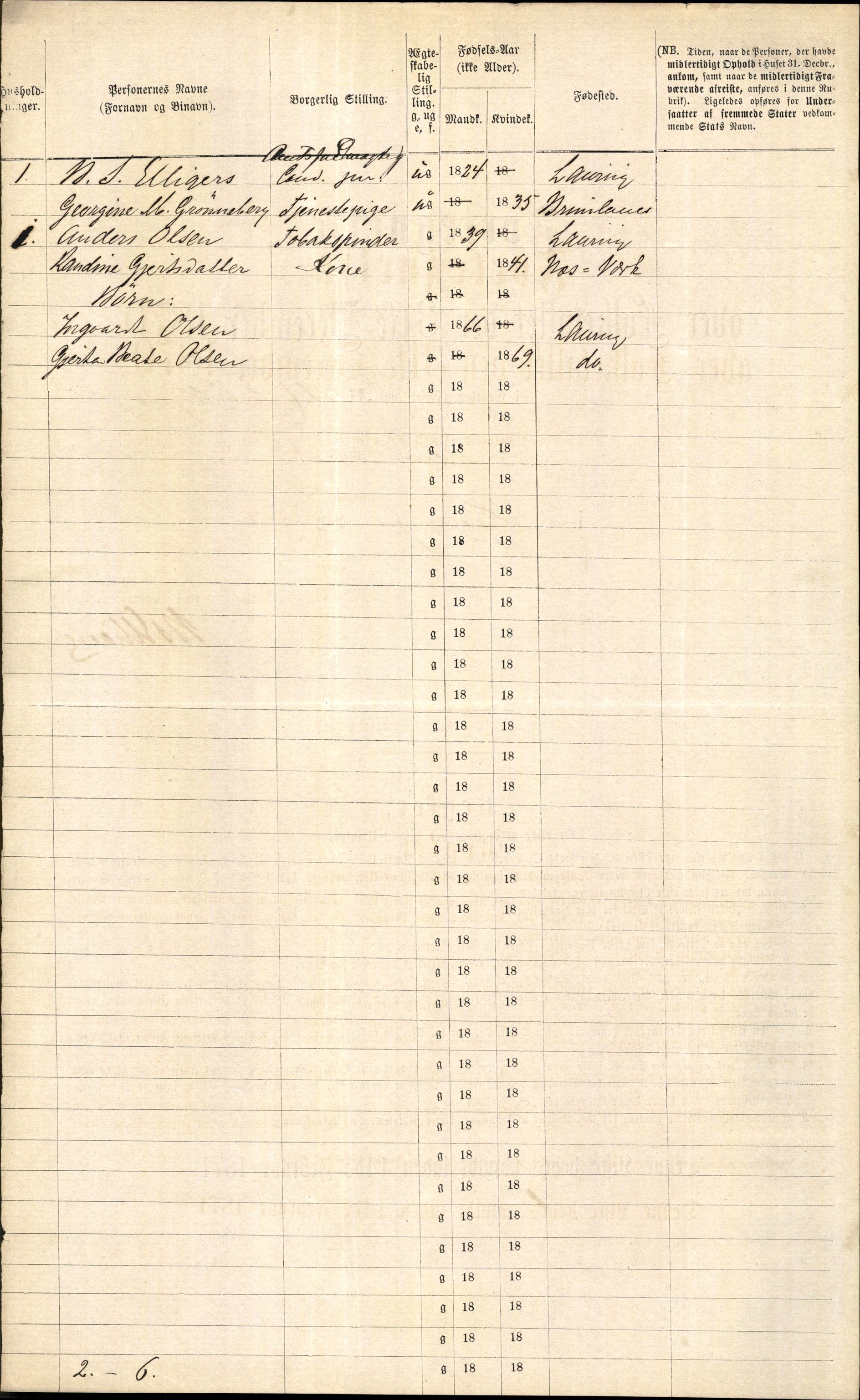 RA, 1870 census for 0707 Larvik, 1870, p. 86