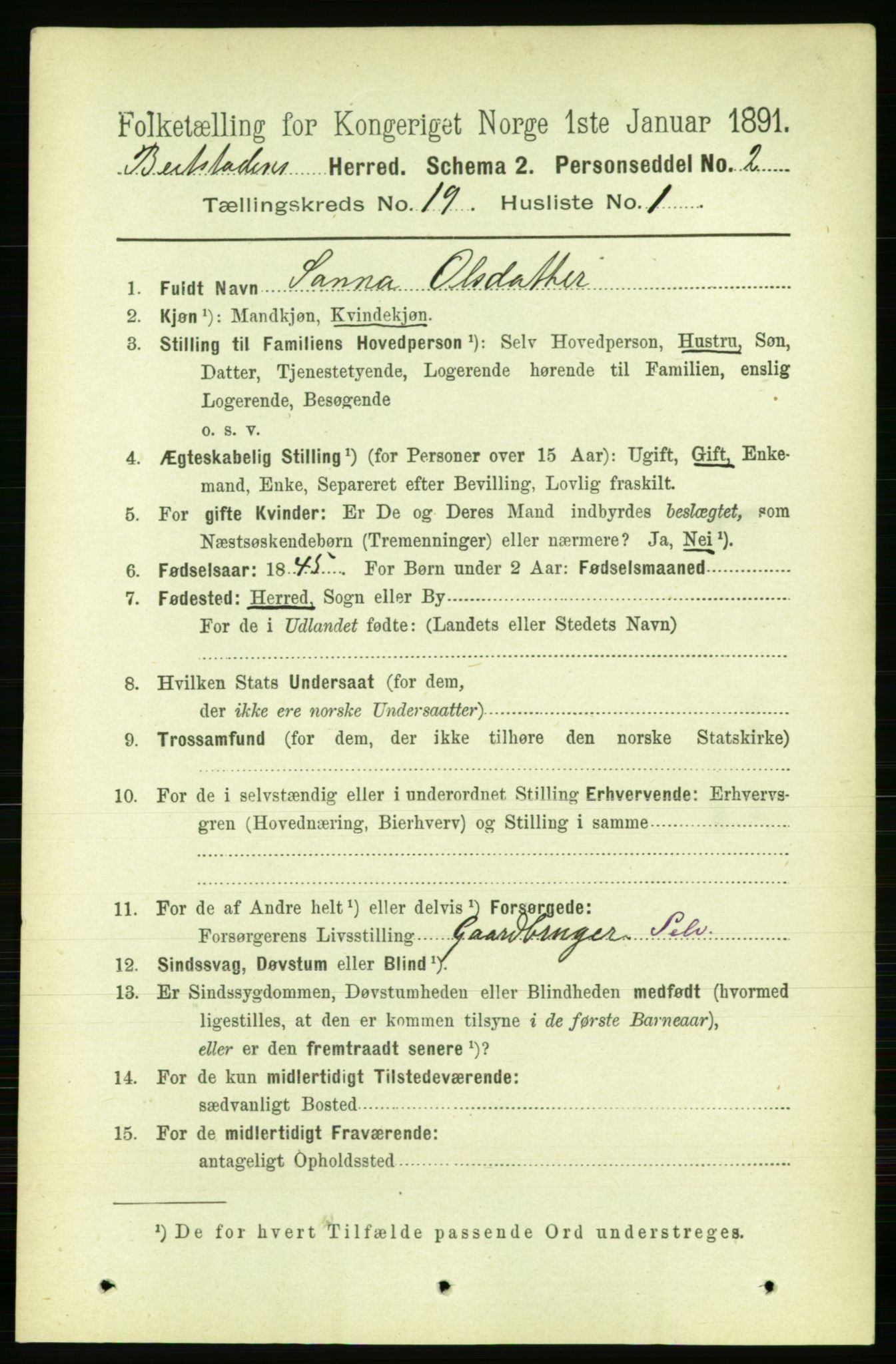 RA, 1891 census for 1727 Beitstad, 1891, p. 4815