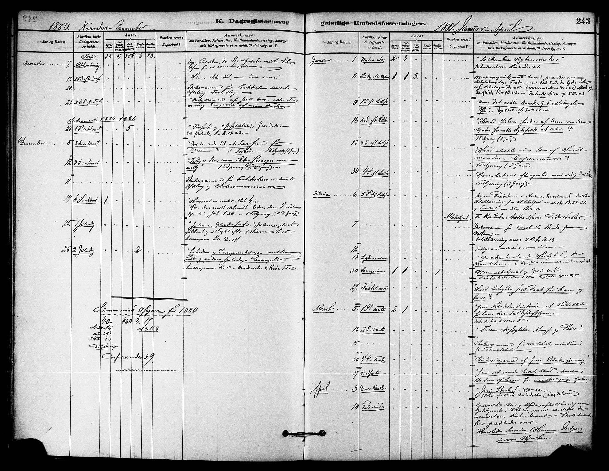 Ministerialprotokoller, klokkerbøker og fødselsregistre - Nordland, AV/SAT-A-1459/823/L0325: Parish register (official) no. 823A02, 1878-1898, p. 243