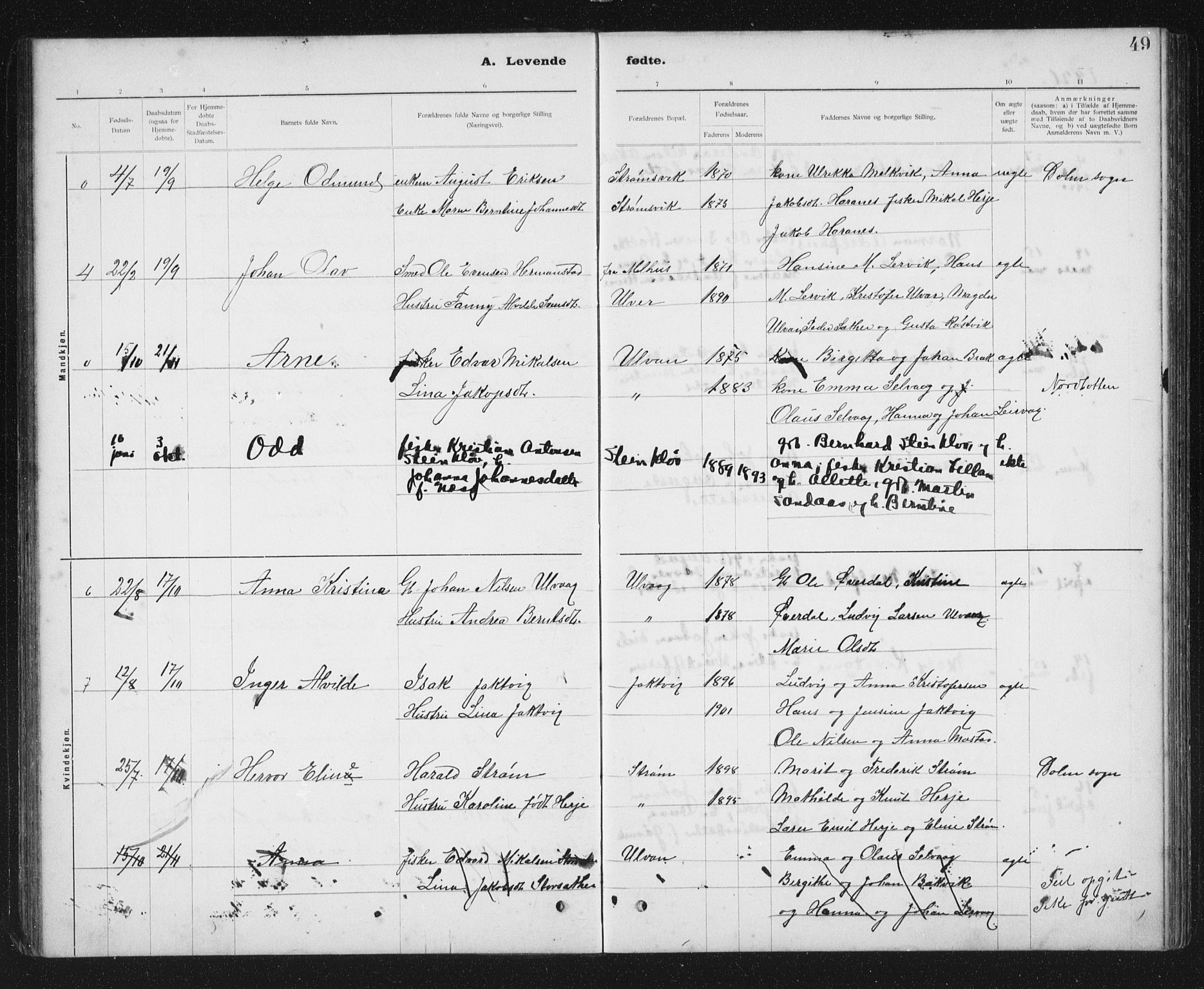 Ministerialprotokoller, klokkerbøker og fødselsregistre - Sør-Trøndelag, SAT/A-1456/637/L0563: Parish register (copy) no. 637C04, 1899-1940, p. 49