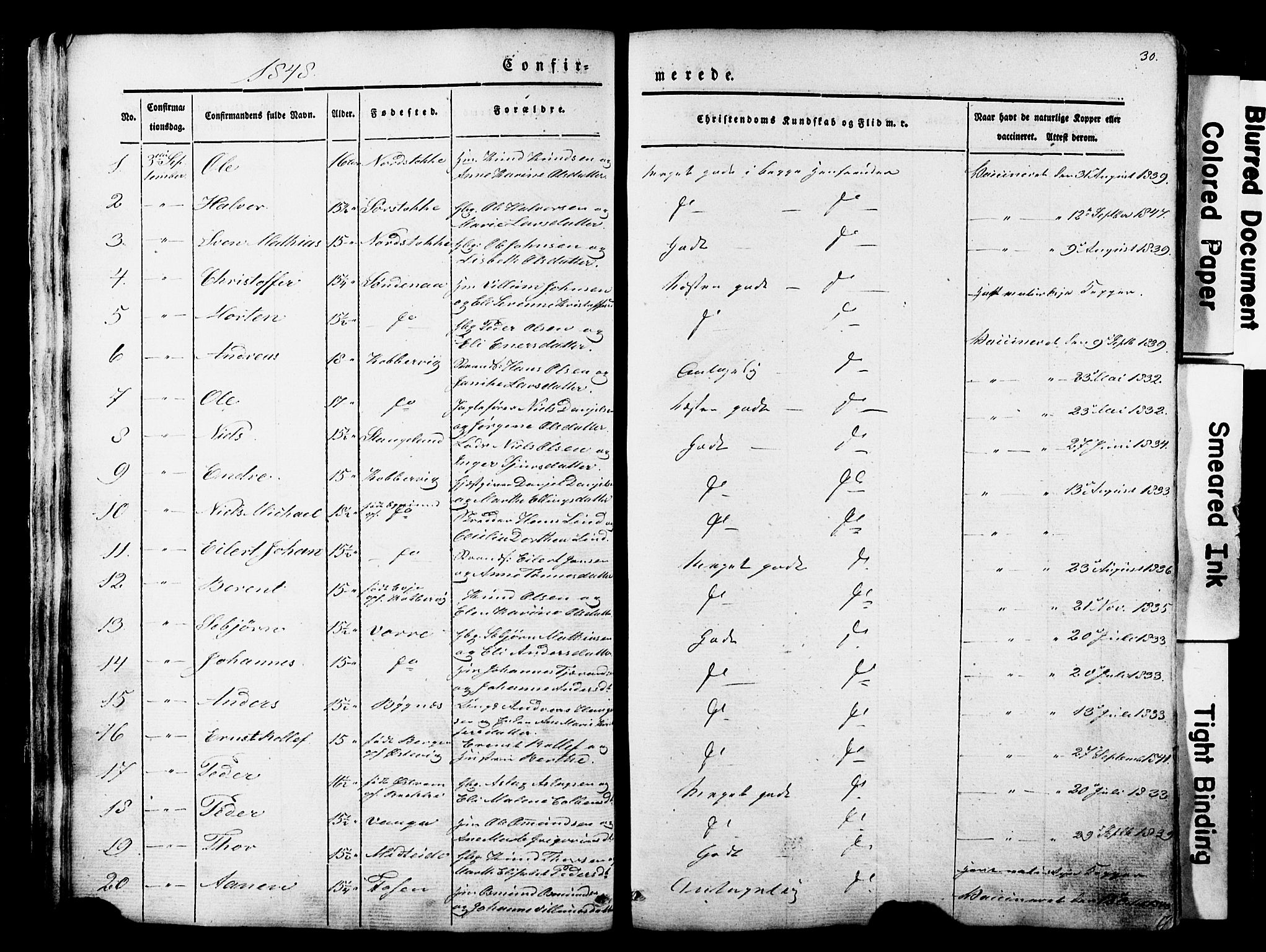 Avaldsnes sokneprestkontor, SAST/A -101851/H/Ha/Haa/L0007: Parish register (official) no. A 7, 1841-1853, p. 30