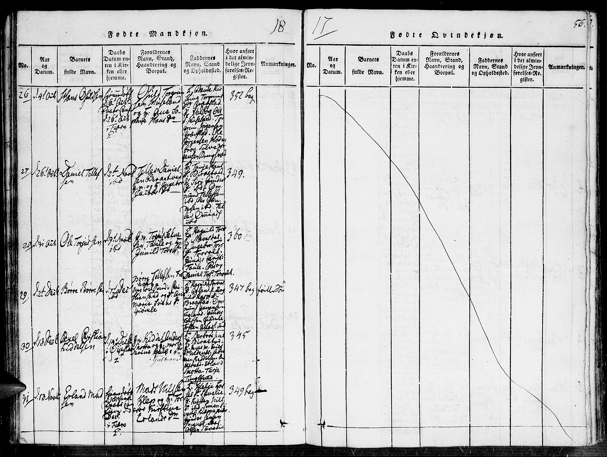 Fjære sokneprestkontor, AV/SAK-1111-0011/F/Fa/L0001: Parish register (official) no. A 1 /1, 1816-1826, p. 56