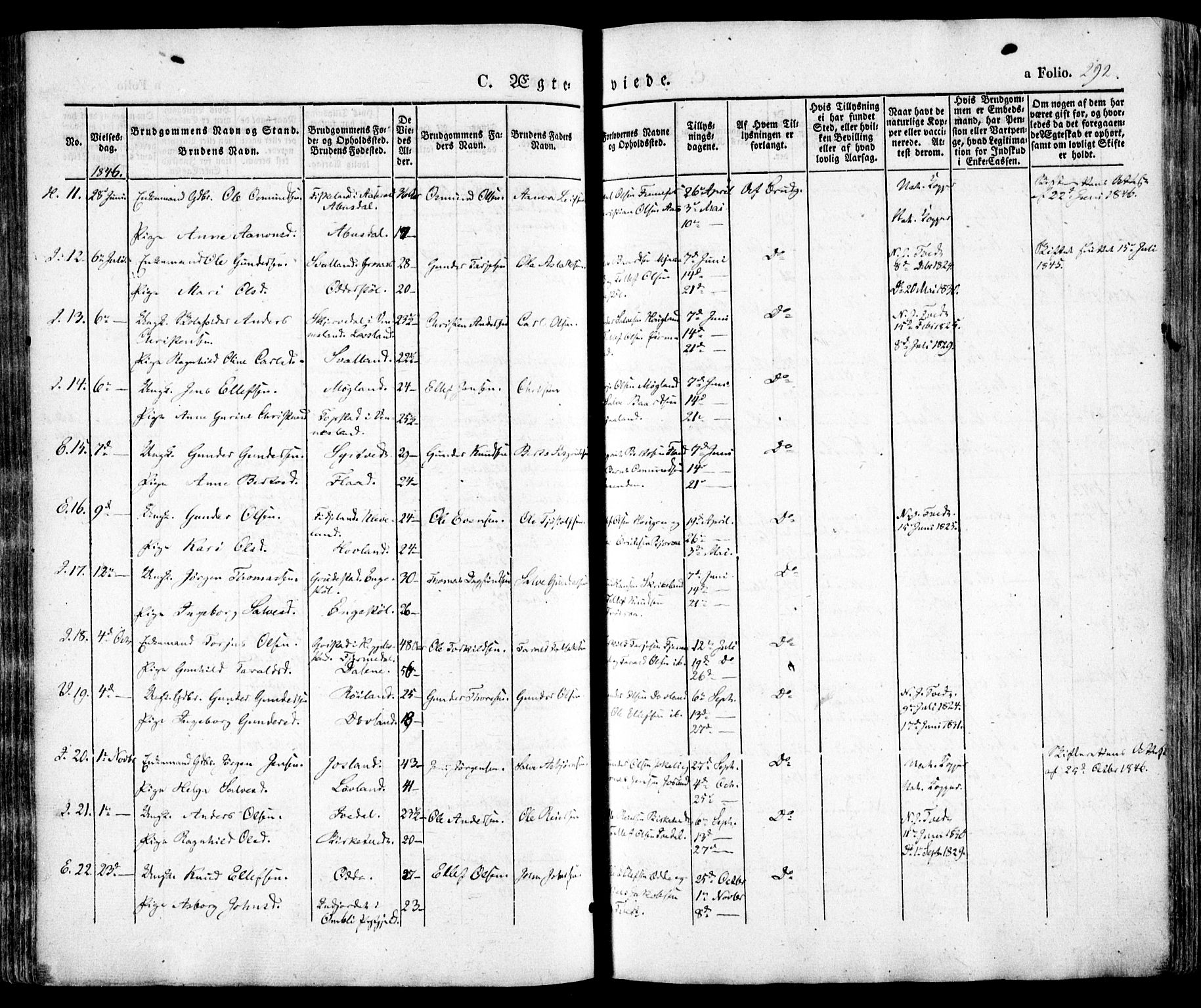 Evje sokneprestkontor, AV/SAK-1111-0008/F/Fa/Faa/L0005: Parish register (official) no. A 5, 1843-1865, p. 292