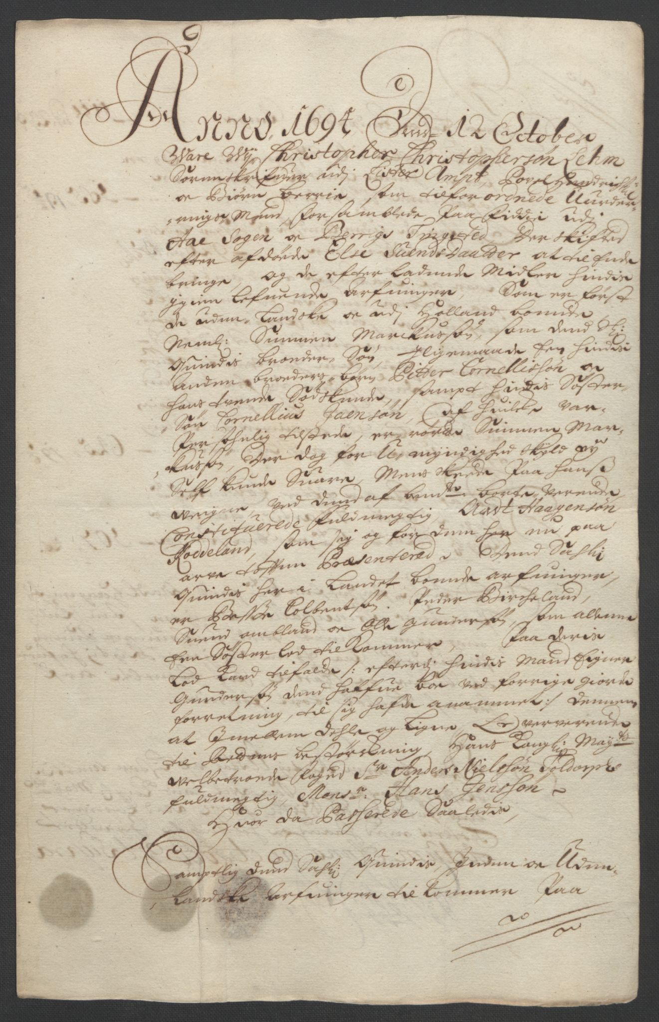 Rentekammeret inntil 1814, Reviderte regnskaper, Fogderegnskap, RA/EA-4092/R43/L2545: Fogderegnskap Lista og Mandal, 1694-1695, p. 50