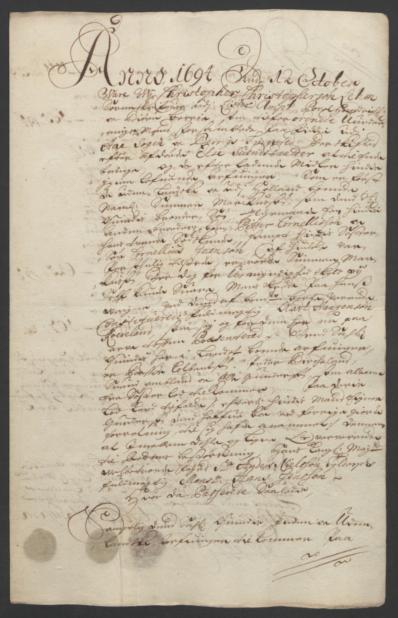Rentekammeret inntil 1814, Reviderte regnskaper, Fogderegnskap, AV/RA-EA-4092/R43/L2545: Fogderegnskap Lista og Mandal, 1694-1695, p. 50
