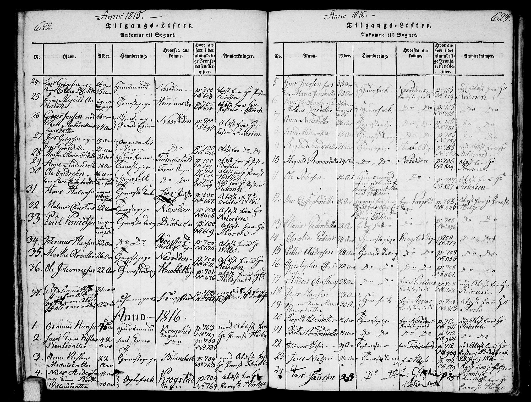 Ås prestekontor Kirkebøker, SAO/A-10894/F/Fa/L0003: Parish register (official) no. I 3, 1814-1818, p. 622-623