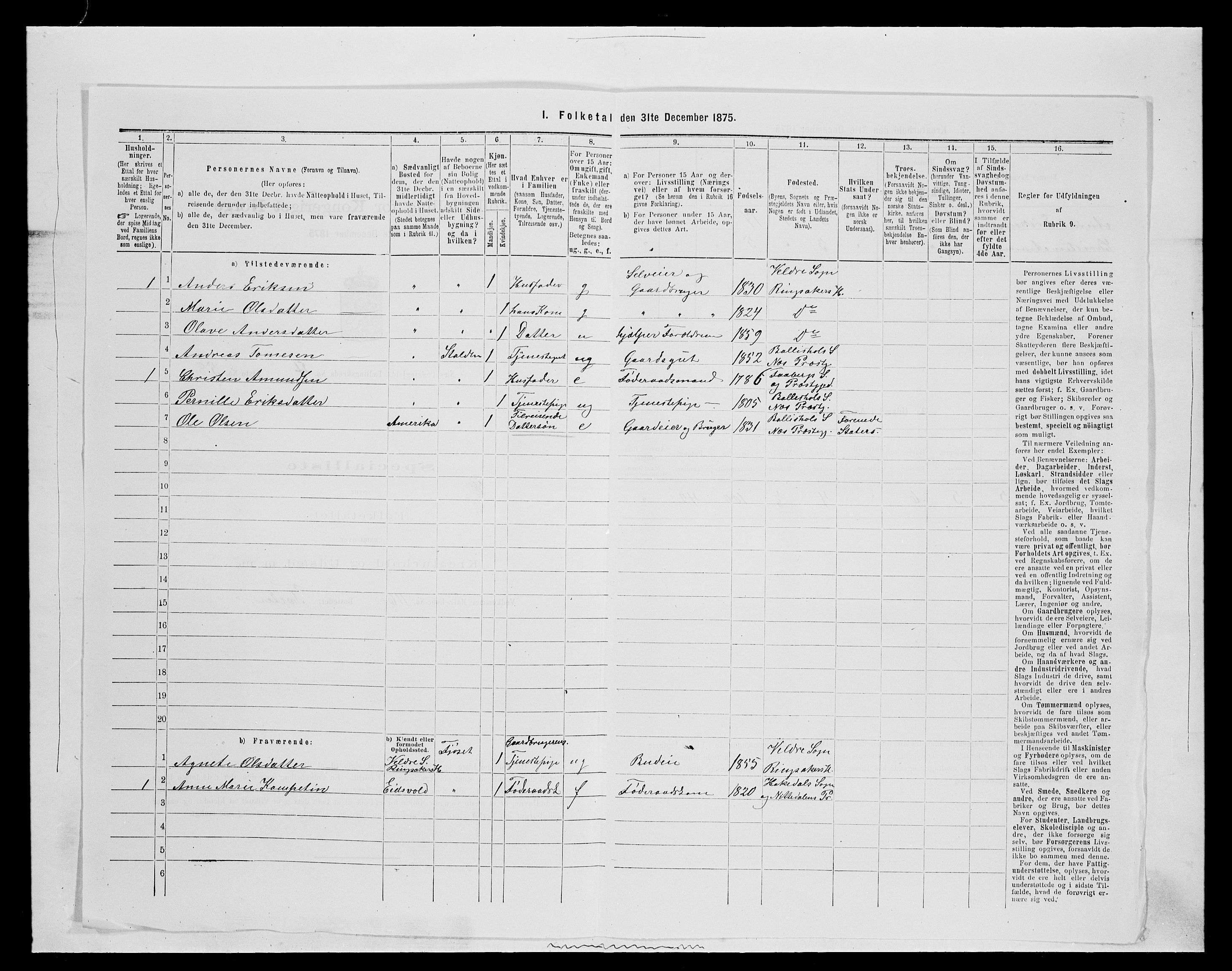 SAH, 1875 census for 0411P Nes, 1875, p. 782