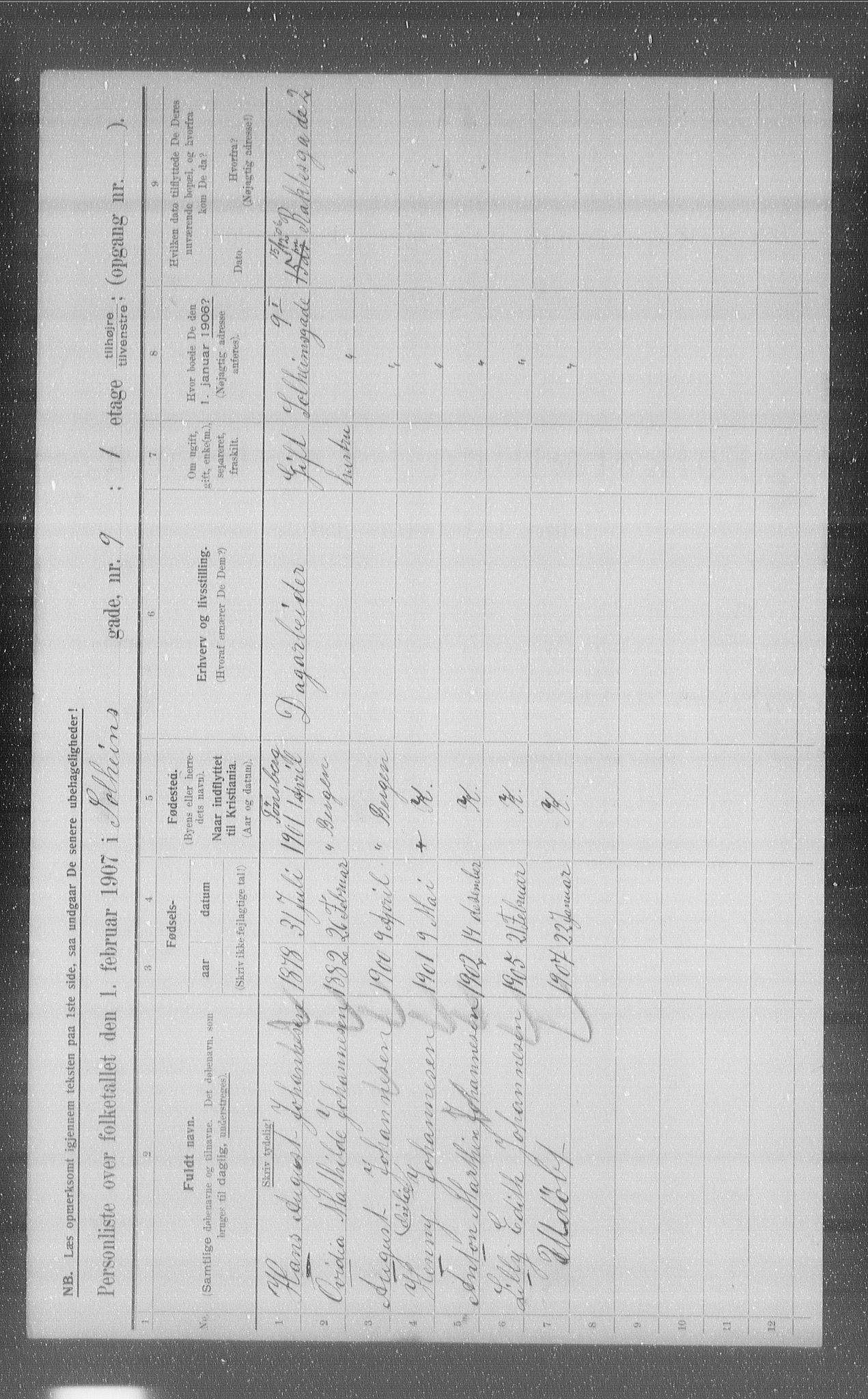 OBA, Municipal Census 1907 for Kristiania, 1907, p. 50888