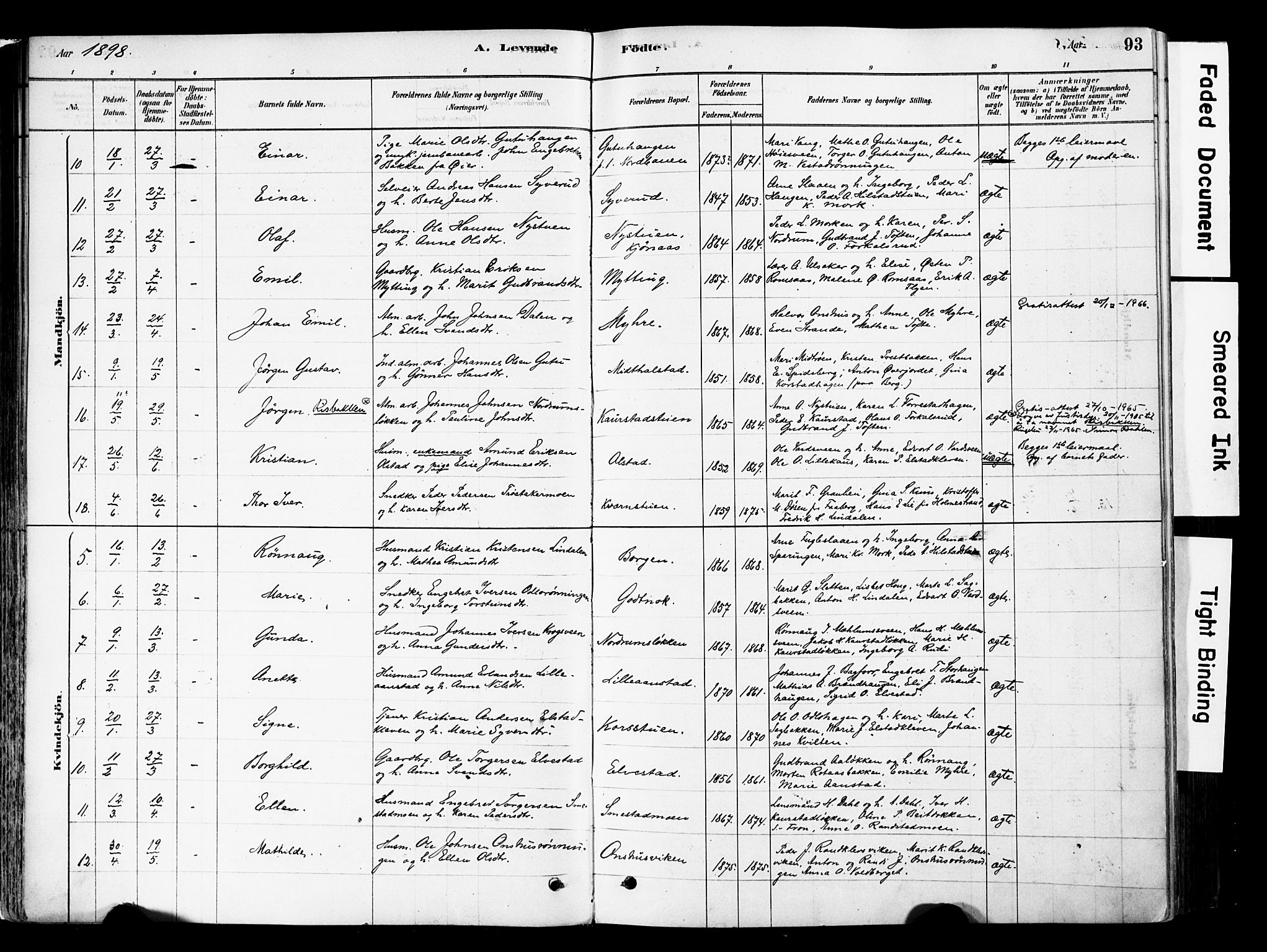 Ringebu prestekontor, AV/SAH-PREST-082/H/Ha/Haa/L0008: Parish register (official) no. 8, 1878-1898, p. 93