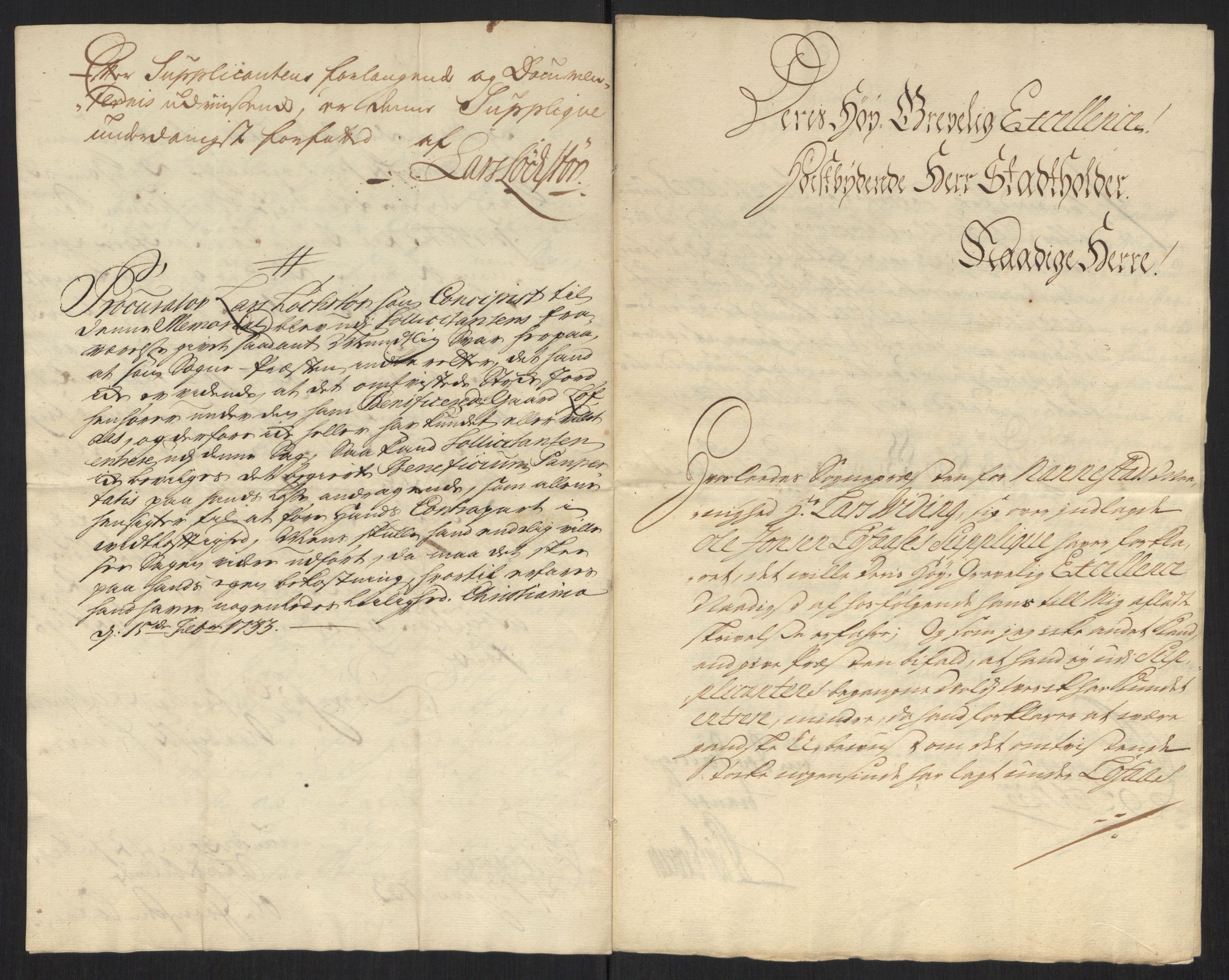 Stattholderembetet 1572-1771, AV/RA-EA-2870/Ef/L0107: Brev fra embetsmenn og andre, 1733-1734, p. 12