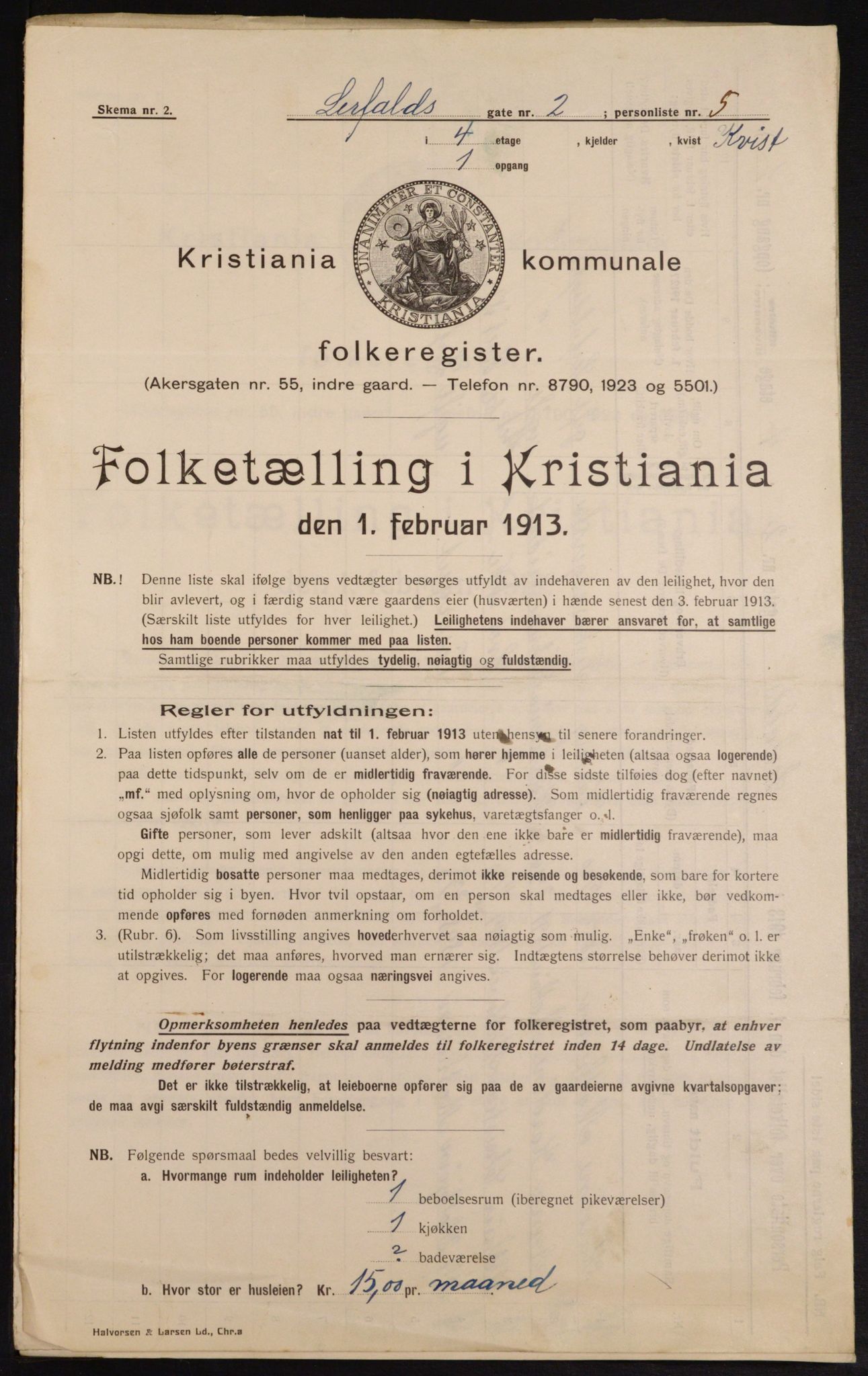 OBA, Municipal Census 1913 for Kristiania, 1913, p. 57037