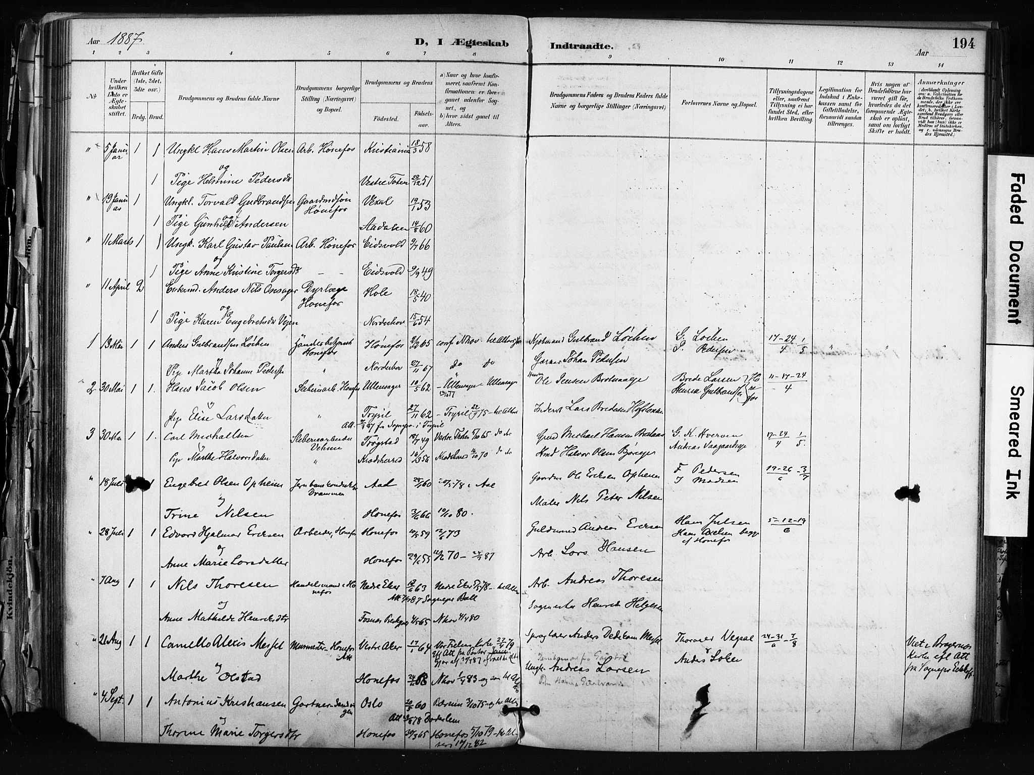 Hønefoss kirkebøker, SAKO/A-609/F/Fa/L0002: Parish register (official) no. 2, 1887-1906, p. 194