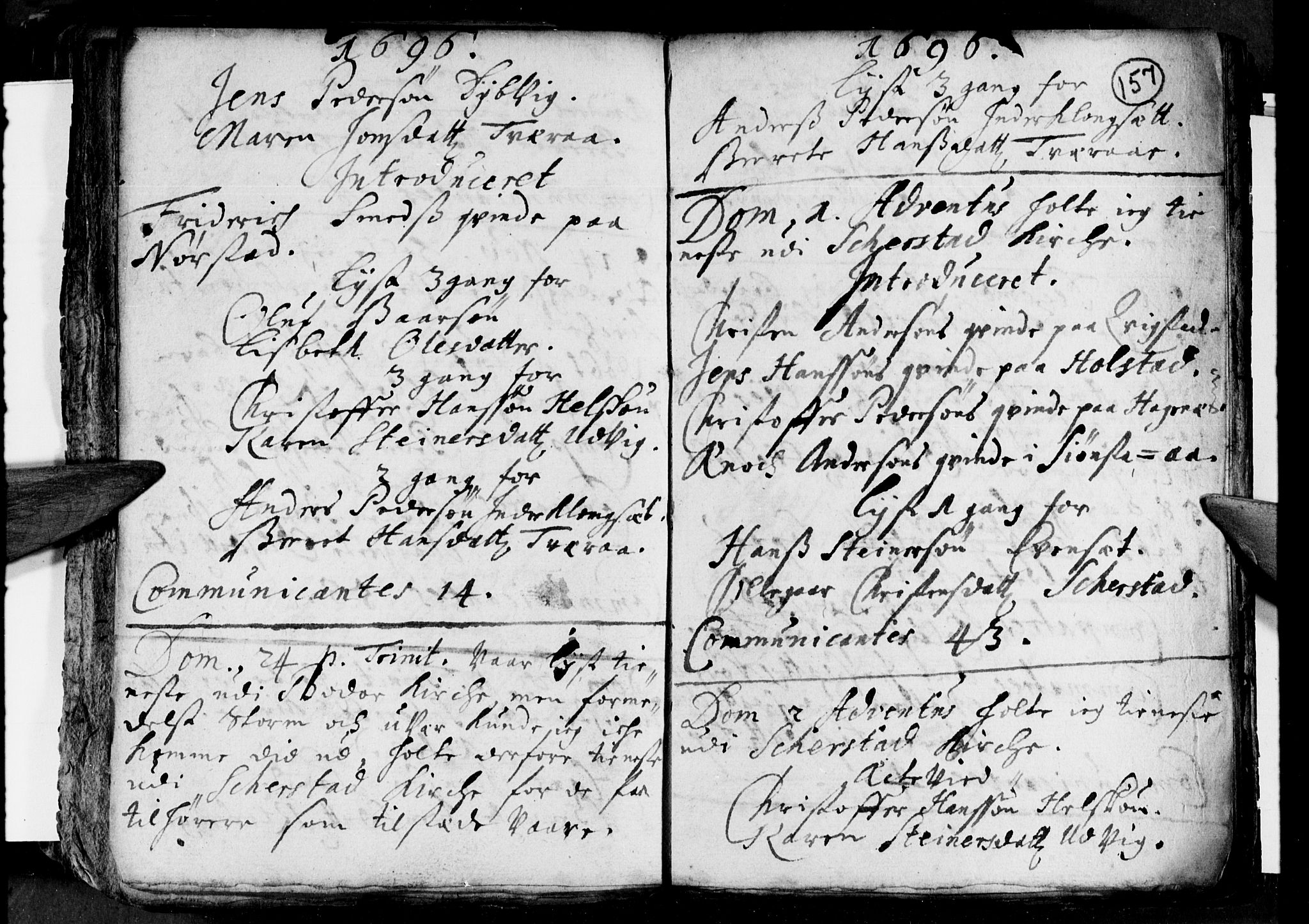 Ministerialprotokoller, klokkerbøker og fødselsregistre - Nordland, AV/SAT-A-1459/852/L0732: Parish register (official) no. 852A02, 1690-1699, p. 157