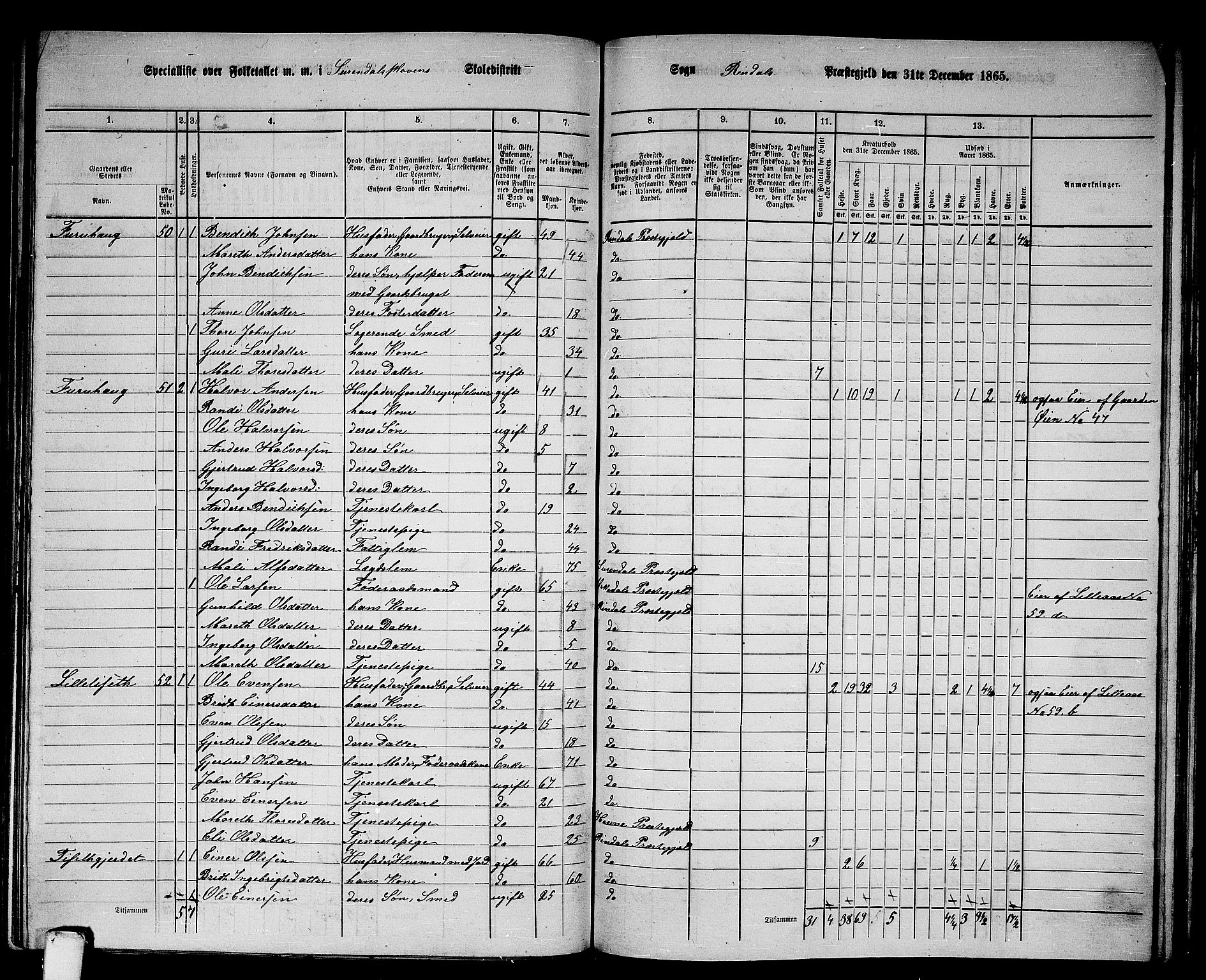 RA, 1865 census for Rindal, 1865, p. 26