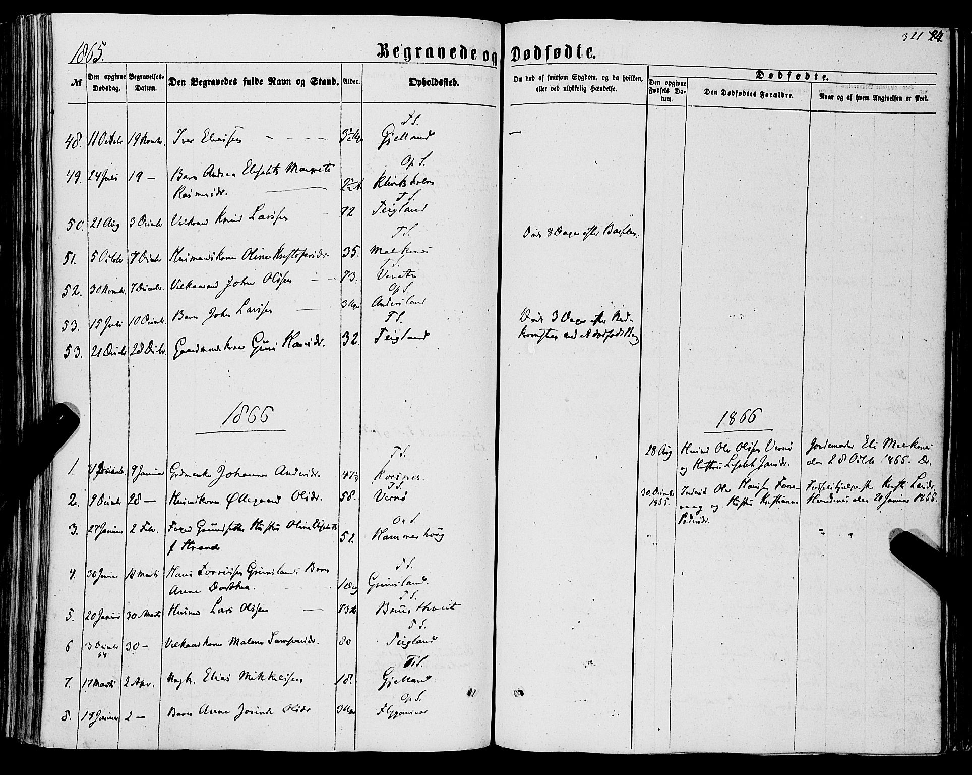 Tysnes sokneprestembete, SAB/A-78601/H/Haa: Parish register (official) no. A 11, 1860-1871, p. 321