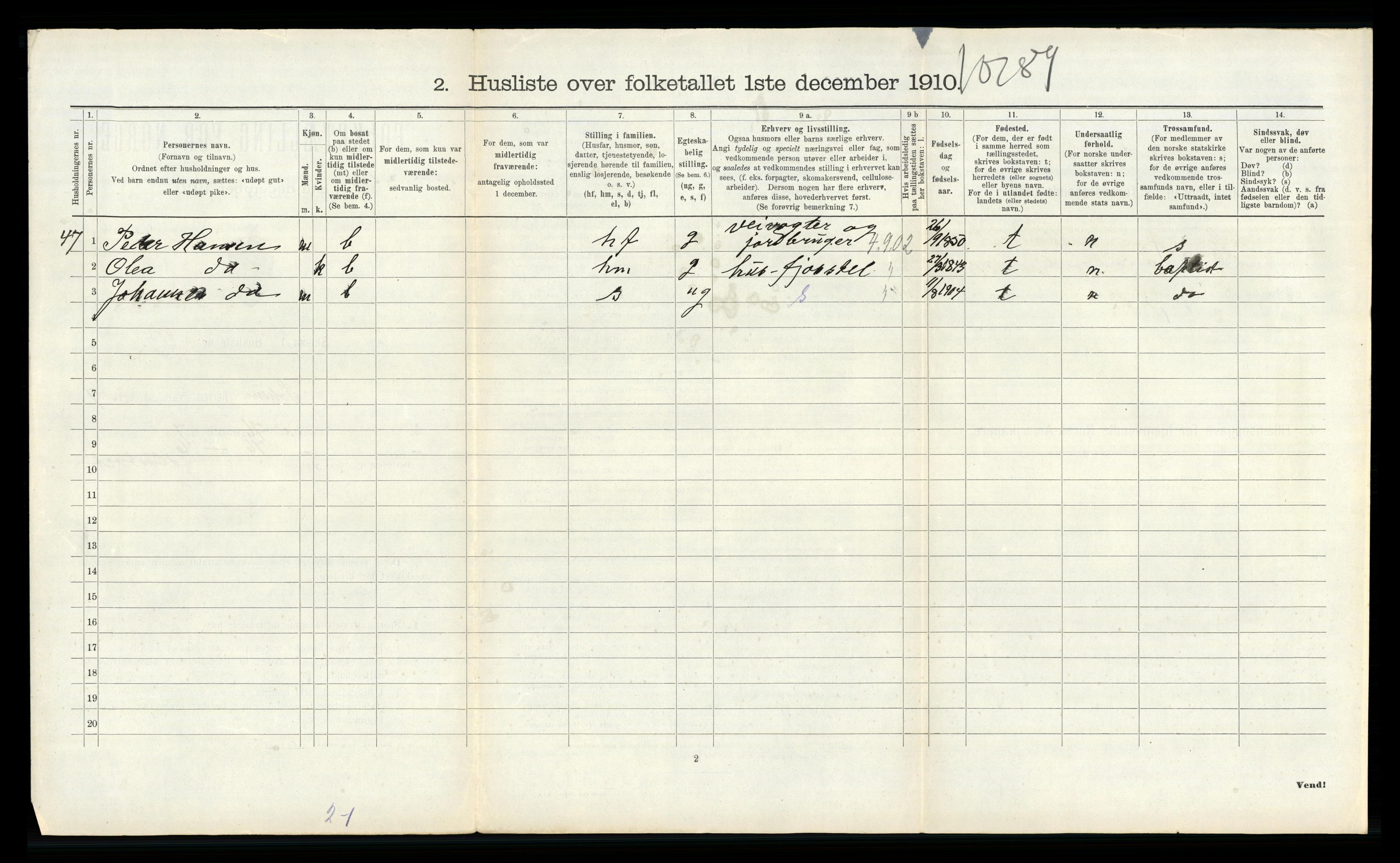 RA, 1910 census for Solum, 1910, p. 2296