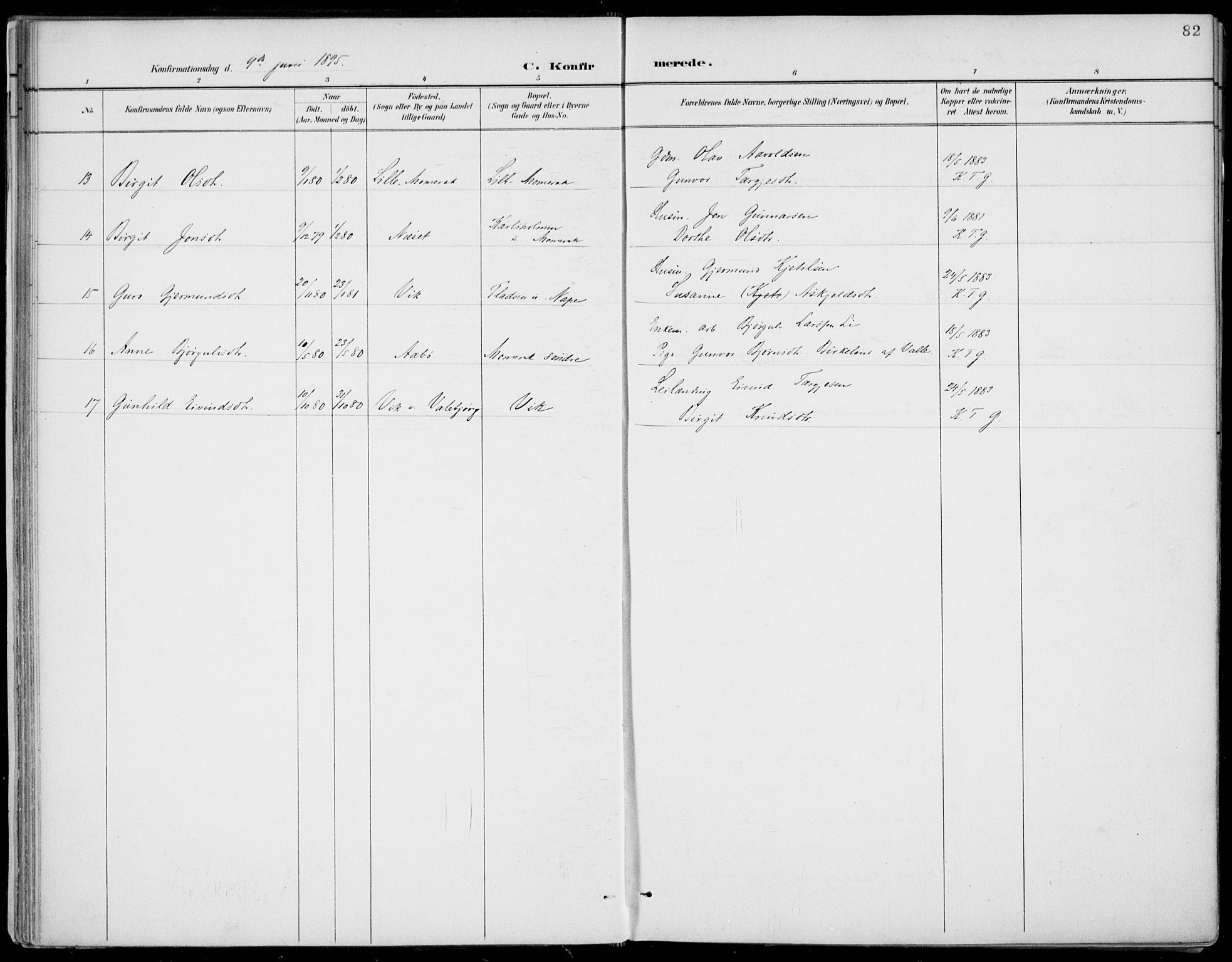 Fyresdal kirkebøker, SAKO/A-263/F/Fa/L0007: Parish register (official) no. I 7, 1887-1914, p. 82