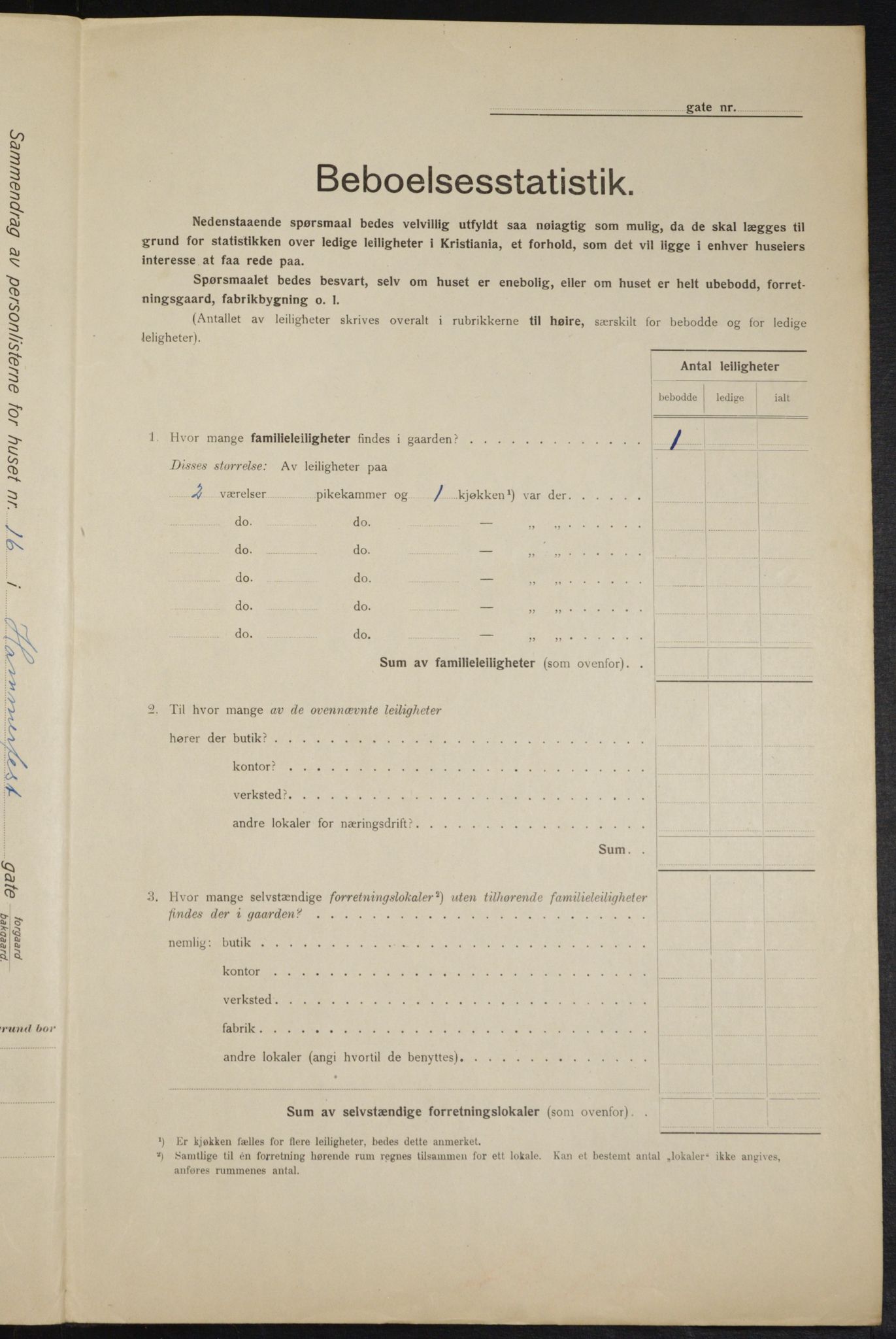 OBA, Municipal Census 1915 for Kristiania, 1915, p. 33945