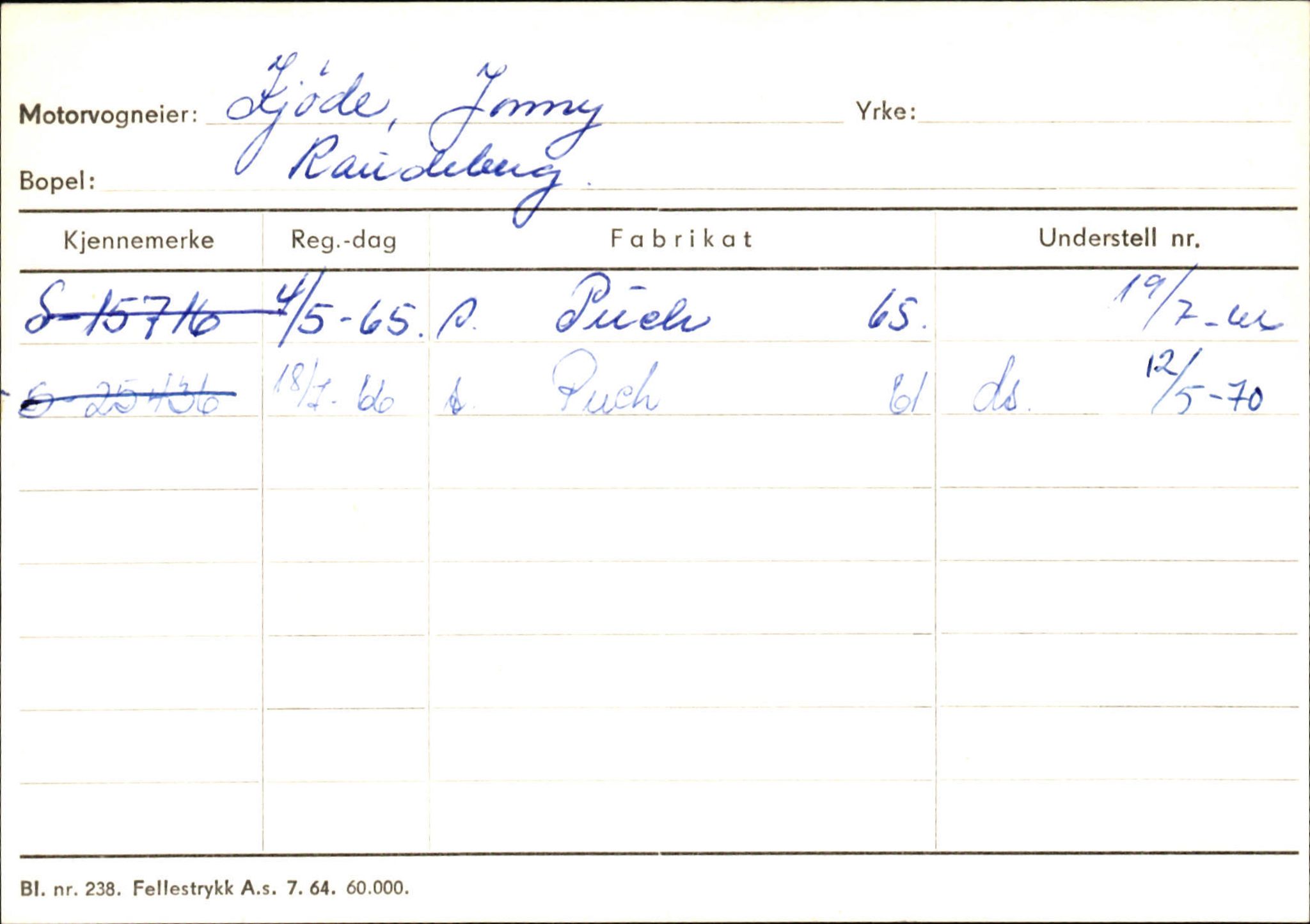 Statens vegvesen, Sogn og Fjordane vegkontor, SAB/A-5301/4/F/L0144: Registerkort Vågsøy A-R, 1945-1975, p. 1290