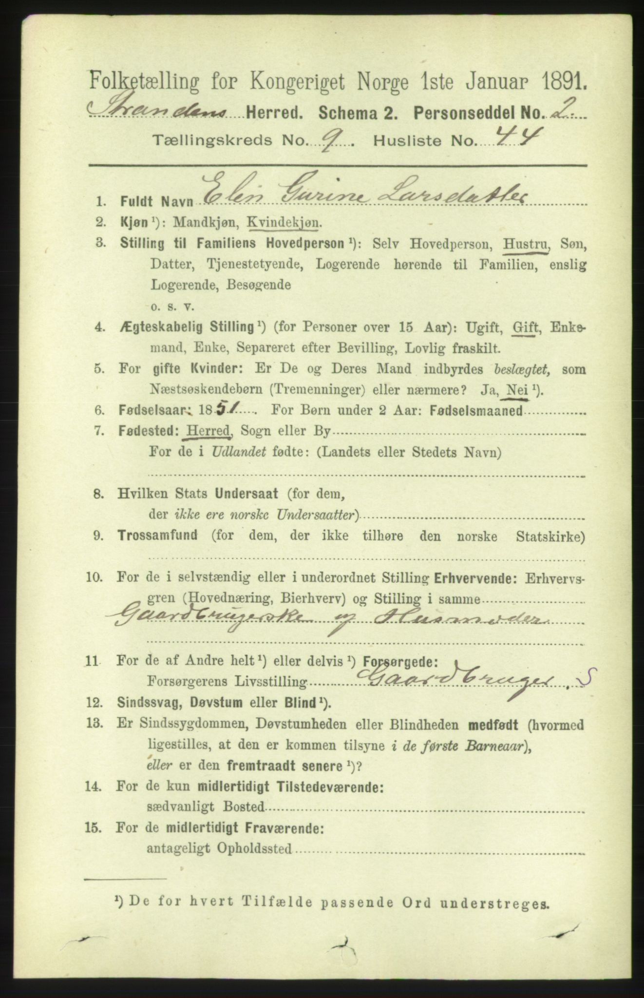 RA, 1891 census for 1525 Stranda, 1891, p. 2362