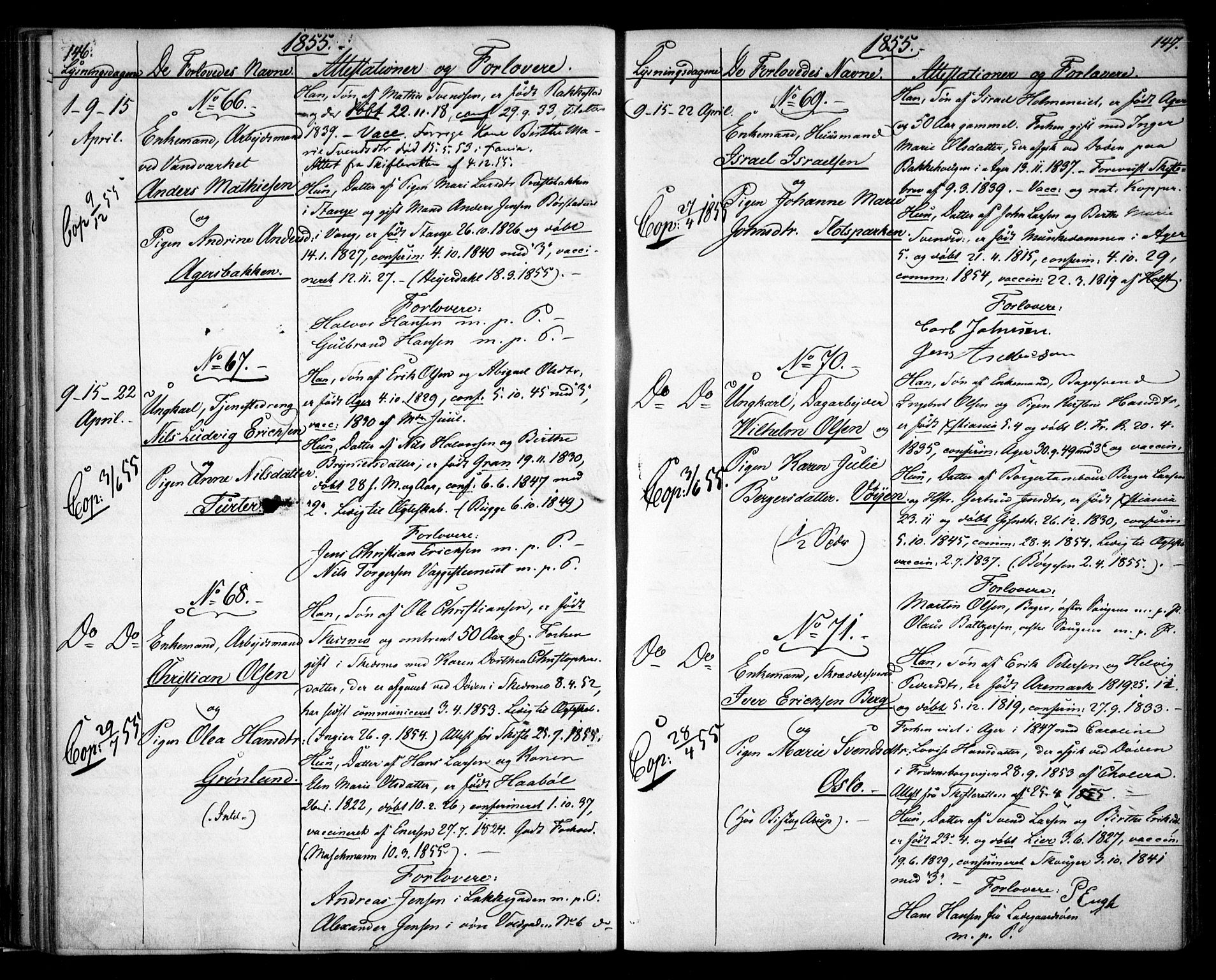 Aker prestekontor kirkebøker, AV/SAO-A-10861/H/L0005: Banns register no. 5, 1853-1864, p. 146-147