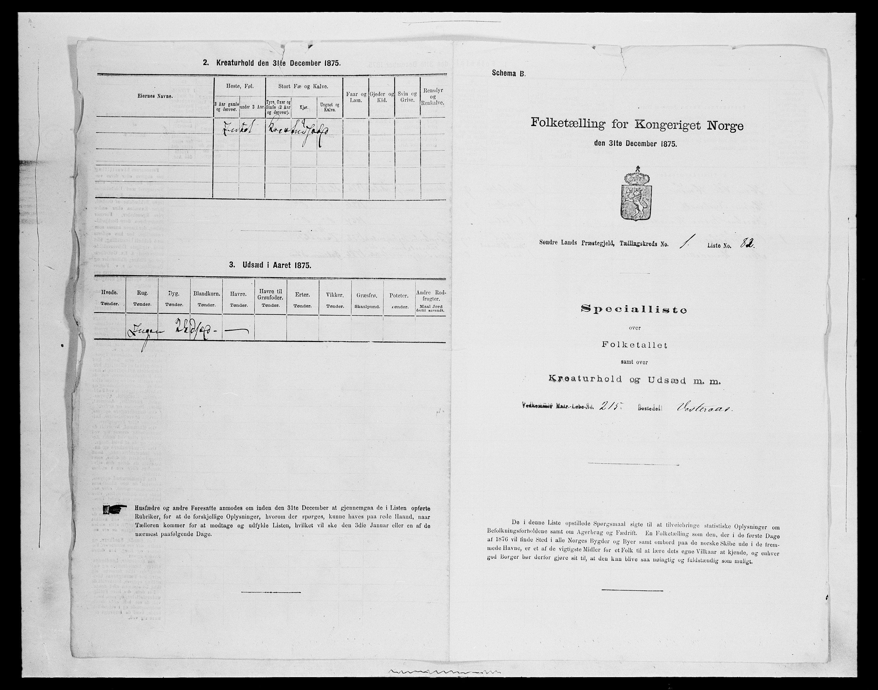 SAH, 1875 census for 0536P Søndre Land, 1875, p. 248