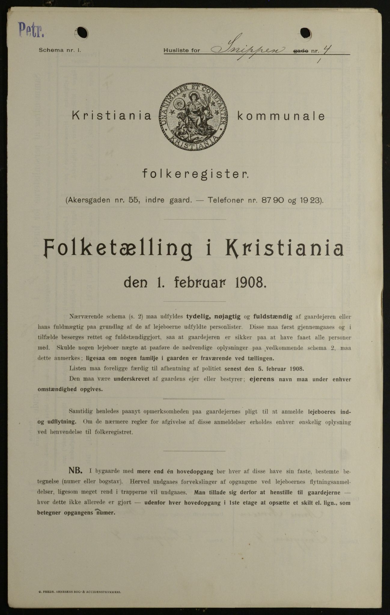 OBA, Municipal Census 1908 for Kristiania, 1908, p. 88187