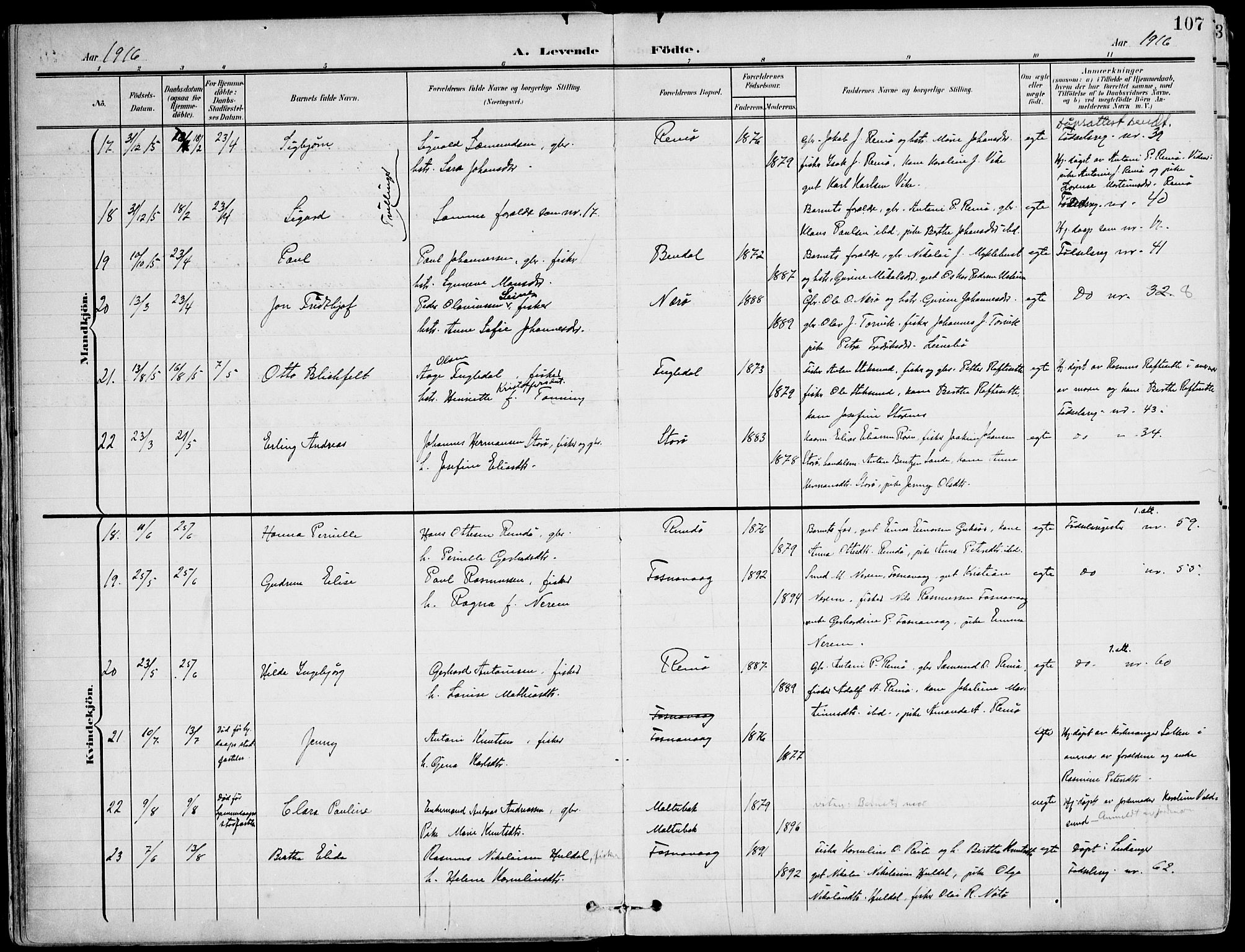 Ministerialprotokoller, klokkerbøker og fødselsregistre - Møre og Romsdal, AV/SAT-A-1454/507/L0075: Parish register (official) no. 507A10, 1901-1920, p. 107