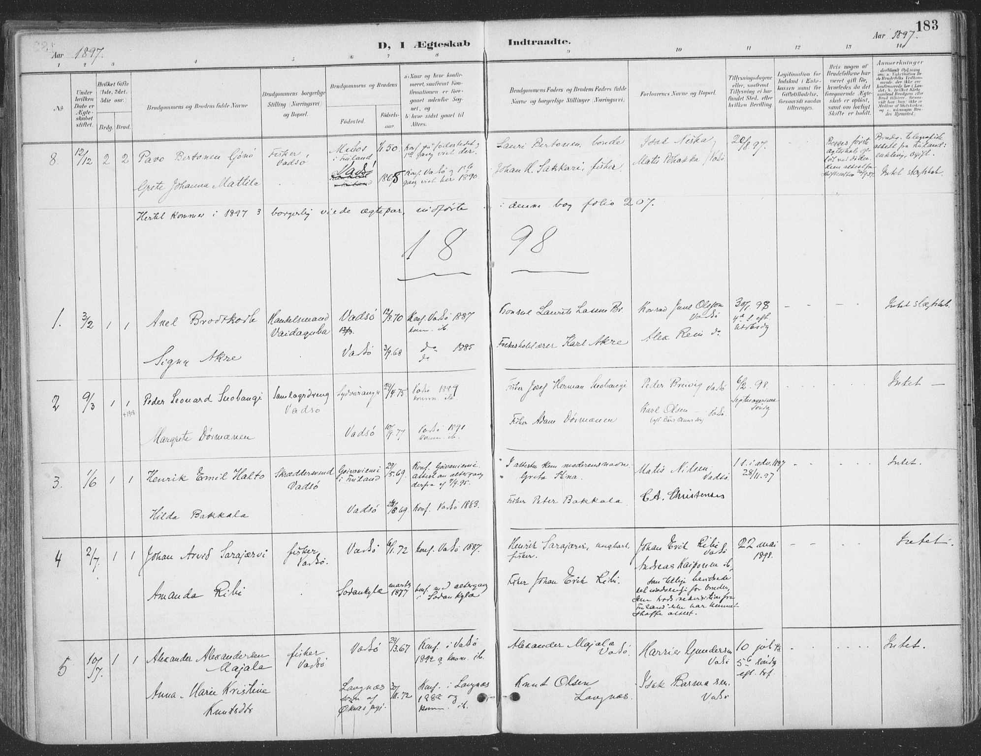 Vadsø sokneprestkontor, SATØ/S-1325/H/Ha/L0007kirke: Parish register (official) no. 7, 1896-1916, p. 183