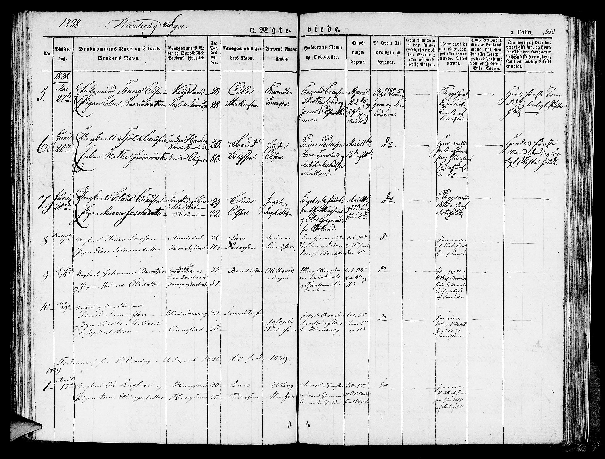 Hå sokneprestkontor, AV/SAST-A-101801/001/30BA/L0004: Parish register (official) no. A 4.1 /2, 1826-1841, p. 210