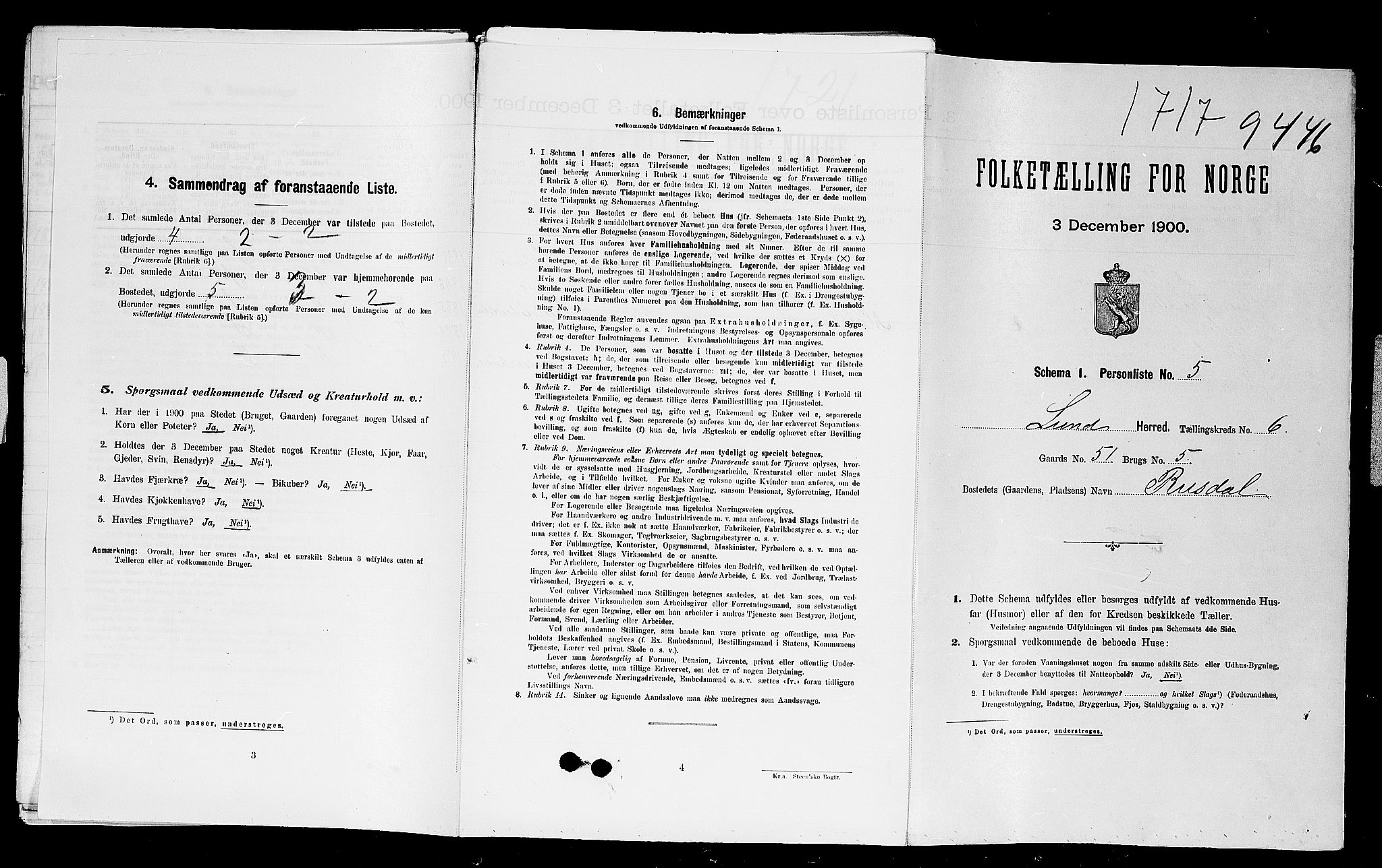 SAST, 1900 census for Lund, 1900, p. 34