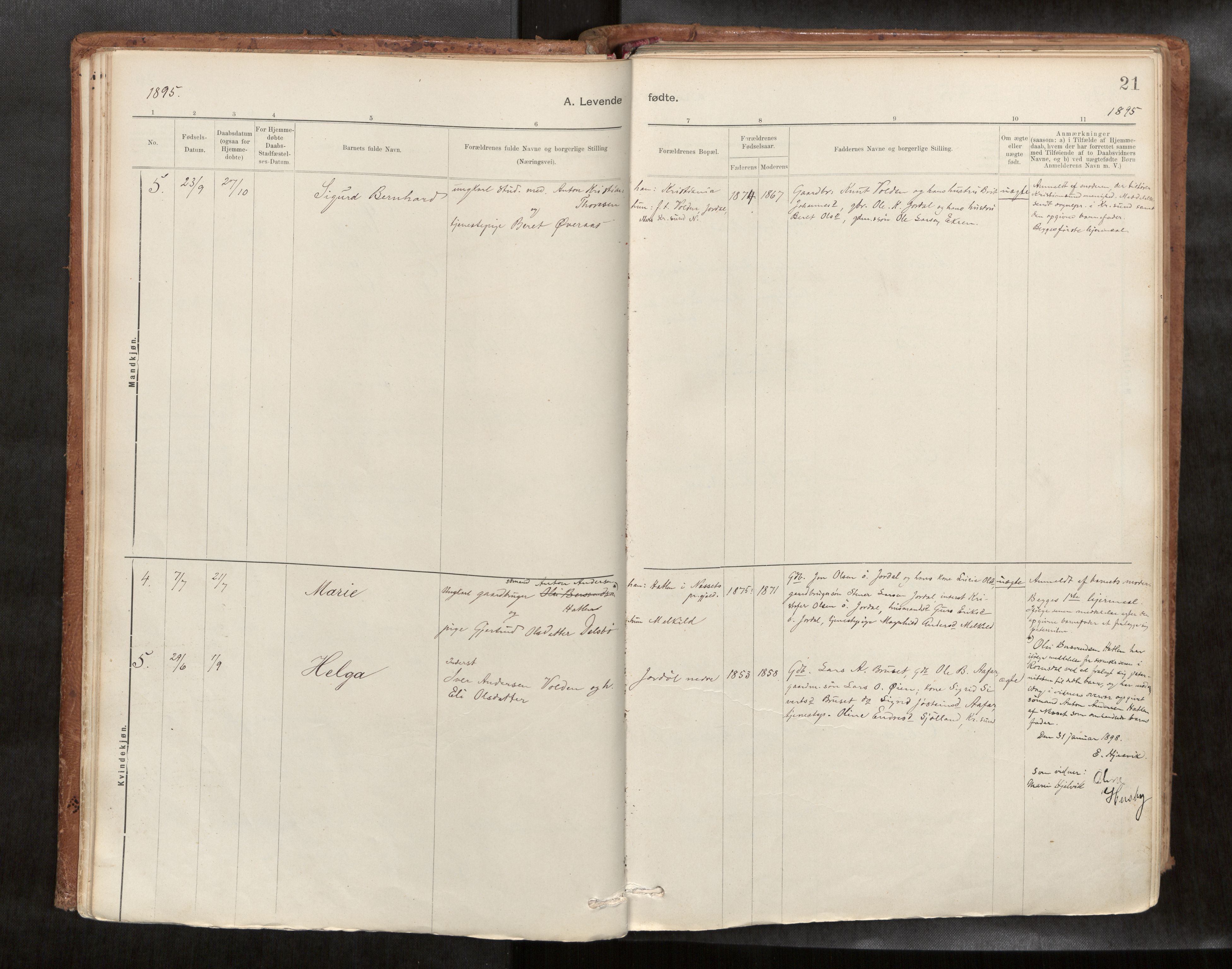 Ministerialprotokoller, klokkerbøker og fødselsregistre - Møre og Romsdal, AV/SAT-A-1454/588/L1006: Parish register (official) no. 588A03, 1886-1912, p. 21