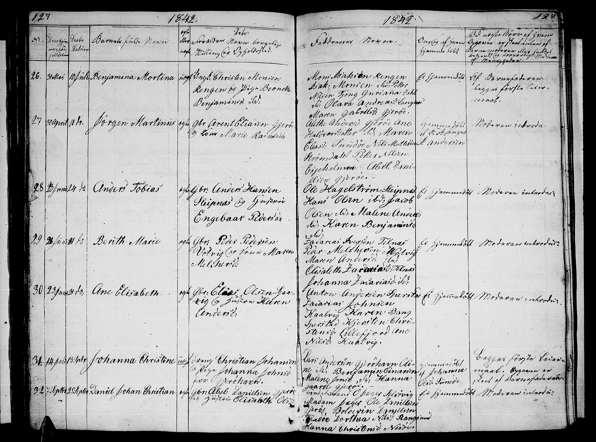 Ministerialprotokoller, klokkerbøker og fødselsregistre - Nordland, AV/SAT-A-1459/841/L0618: Parish register (copy) no. 841C02, 1833-1855, p. 127-128