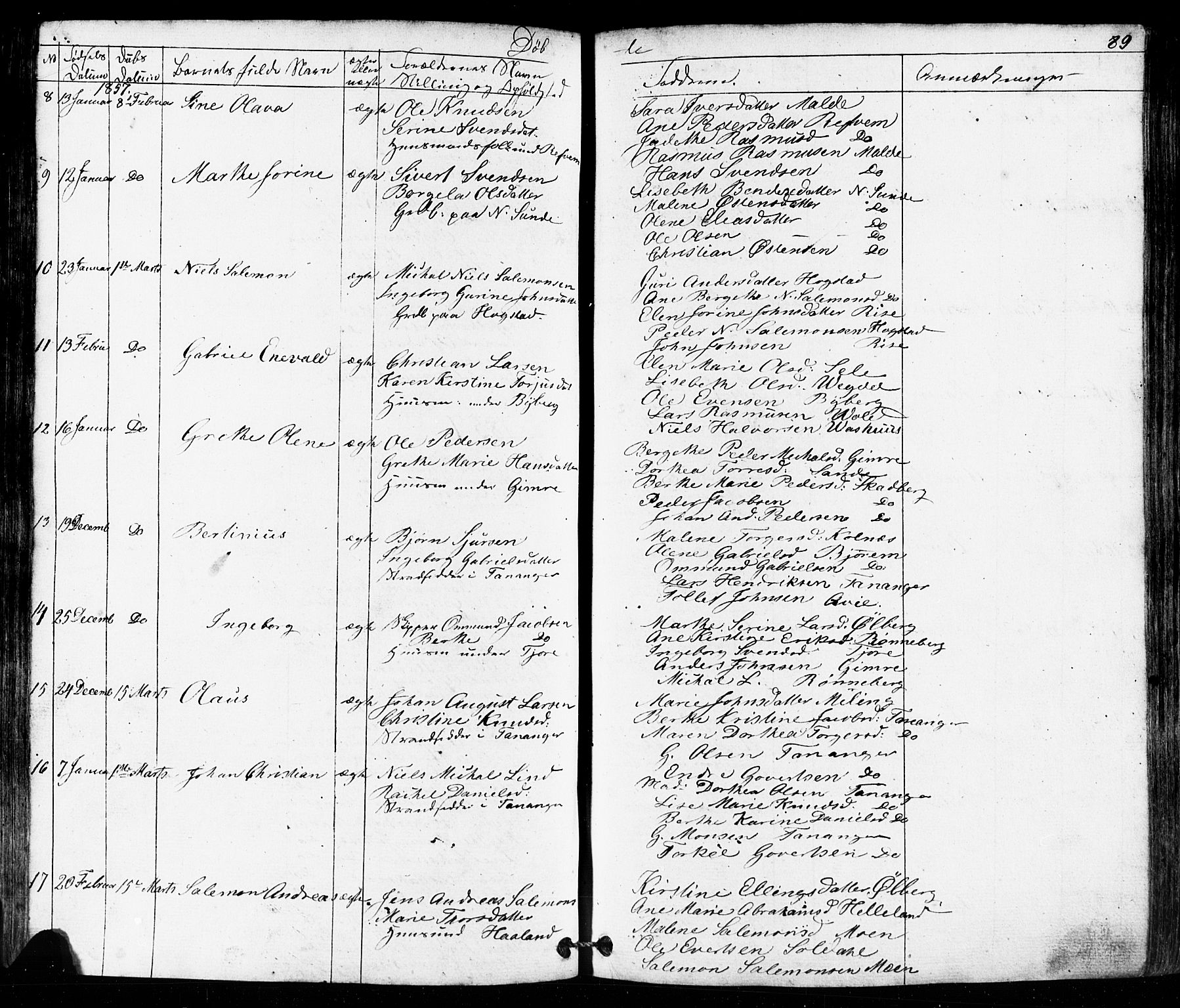 Håland sokneprestkontor, AV/SAST-A-101802/001/30BB/L0002: Parish register (copy) no. B 2, 1845-1872, p. 89