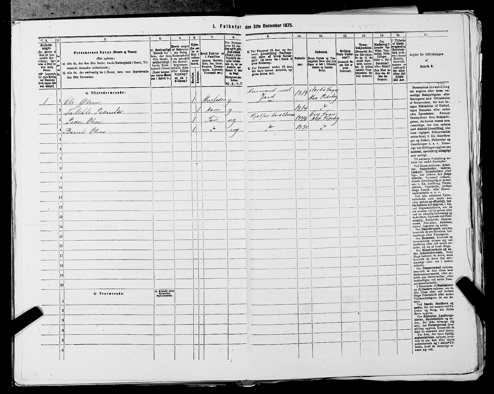 SAST, 1875 census for 1120P Klepp, 1875, p. 113