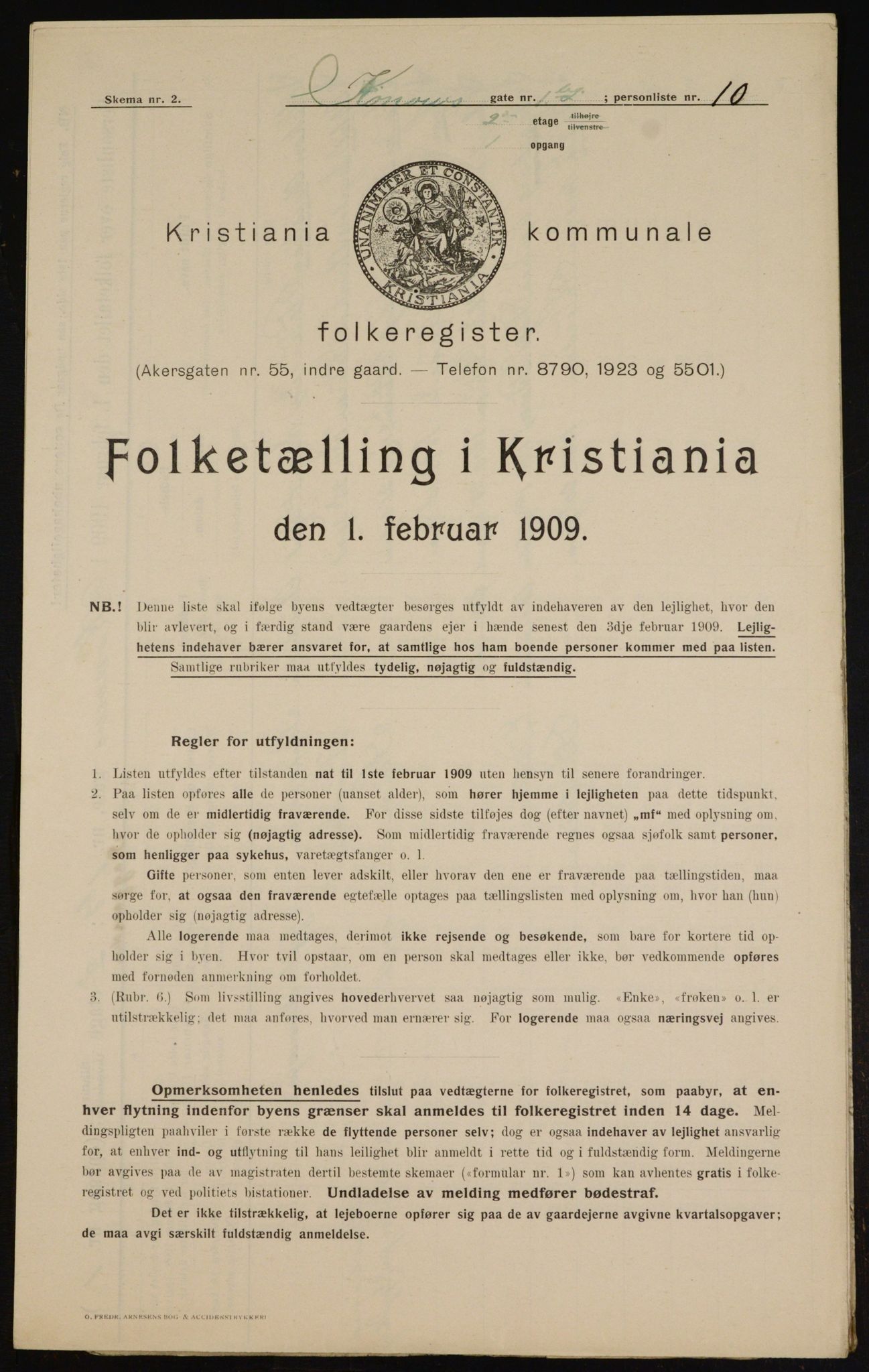 OBA, Municipal Census 1909 for Kristiania, 1909, p. 48658