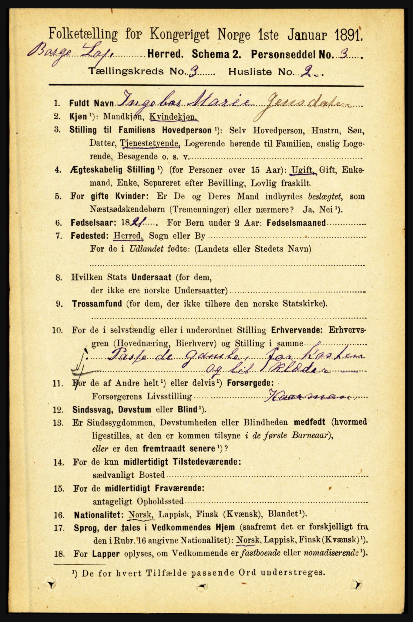 RA, 1891 census for 1862 Borge, 1891, p. 1557