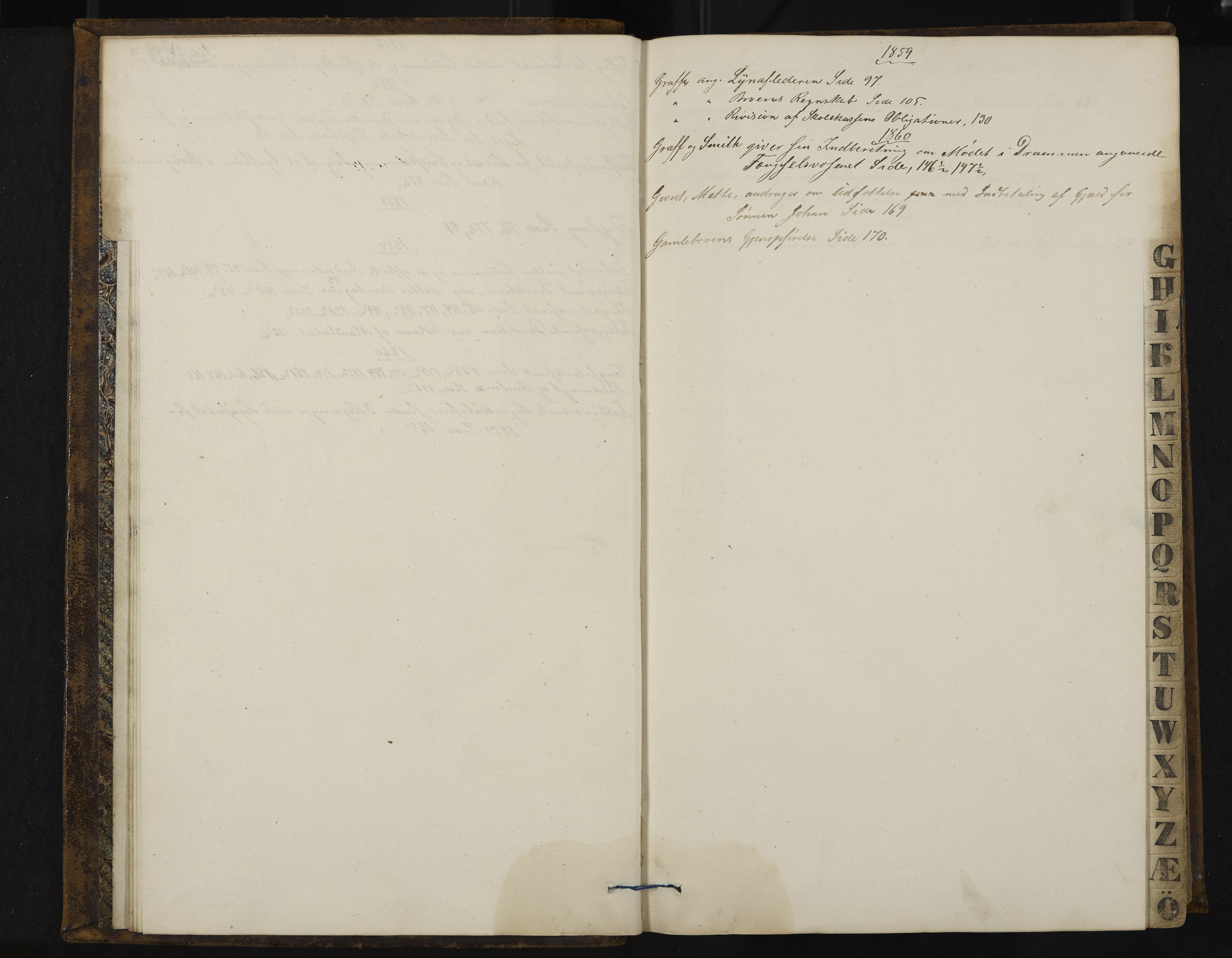 Kongsberg formannskap og sentraladministrasjon, IKAK/0604021-1/A/L0003: Møtebok med register, 1856-1861