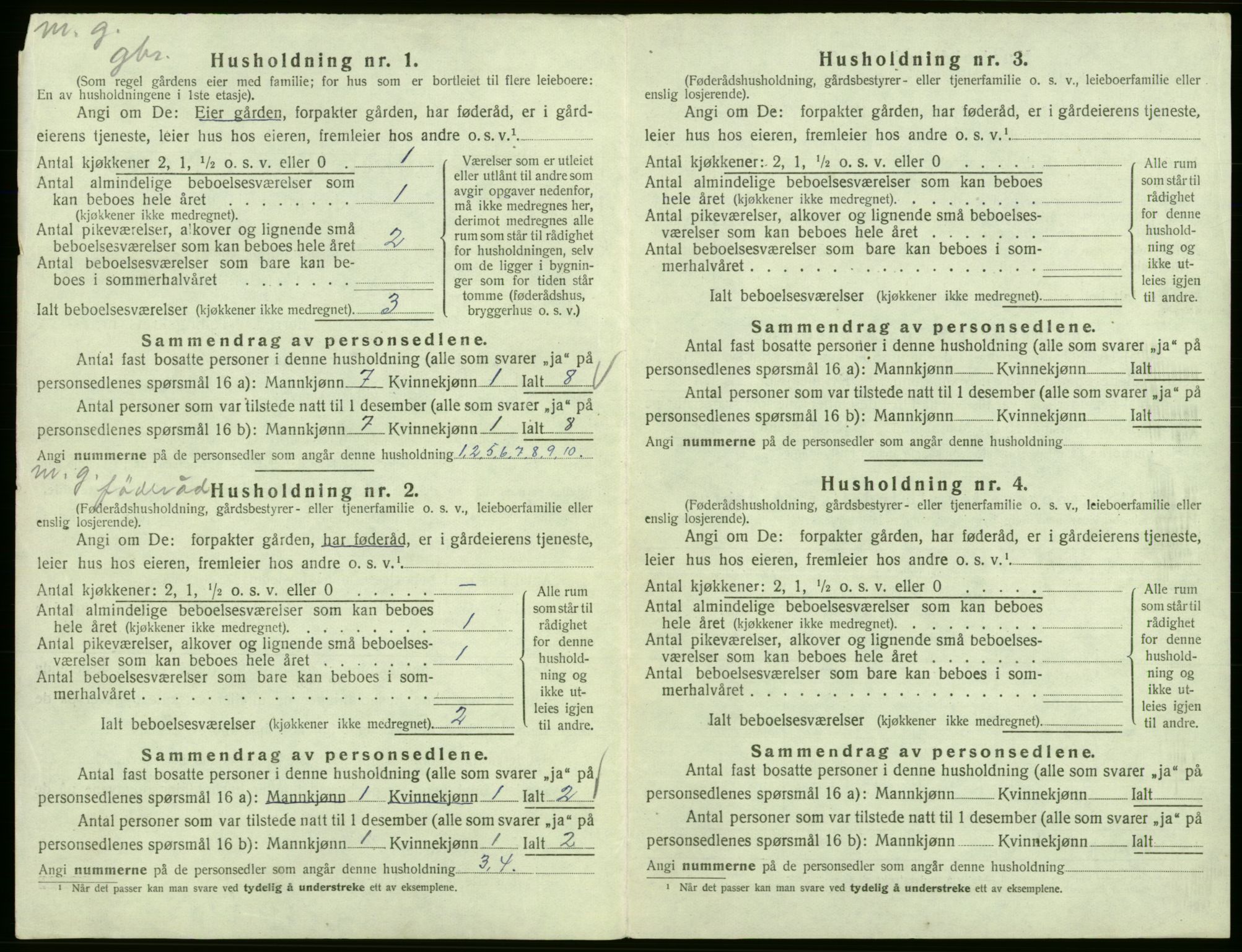 SAB, 1920 census for Fitjar, 1920, p. 727