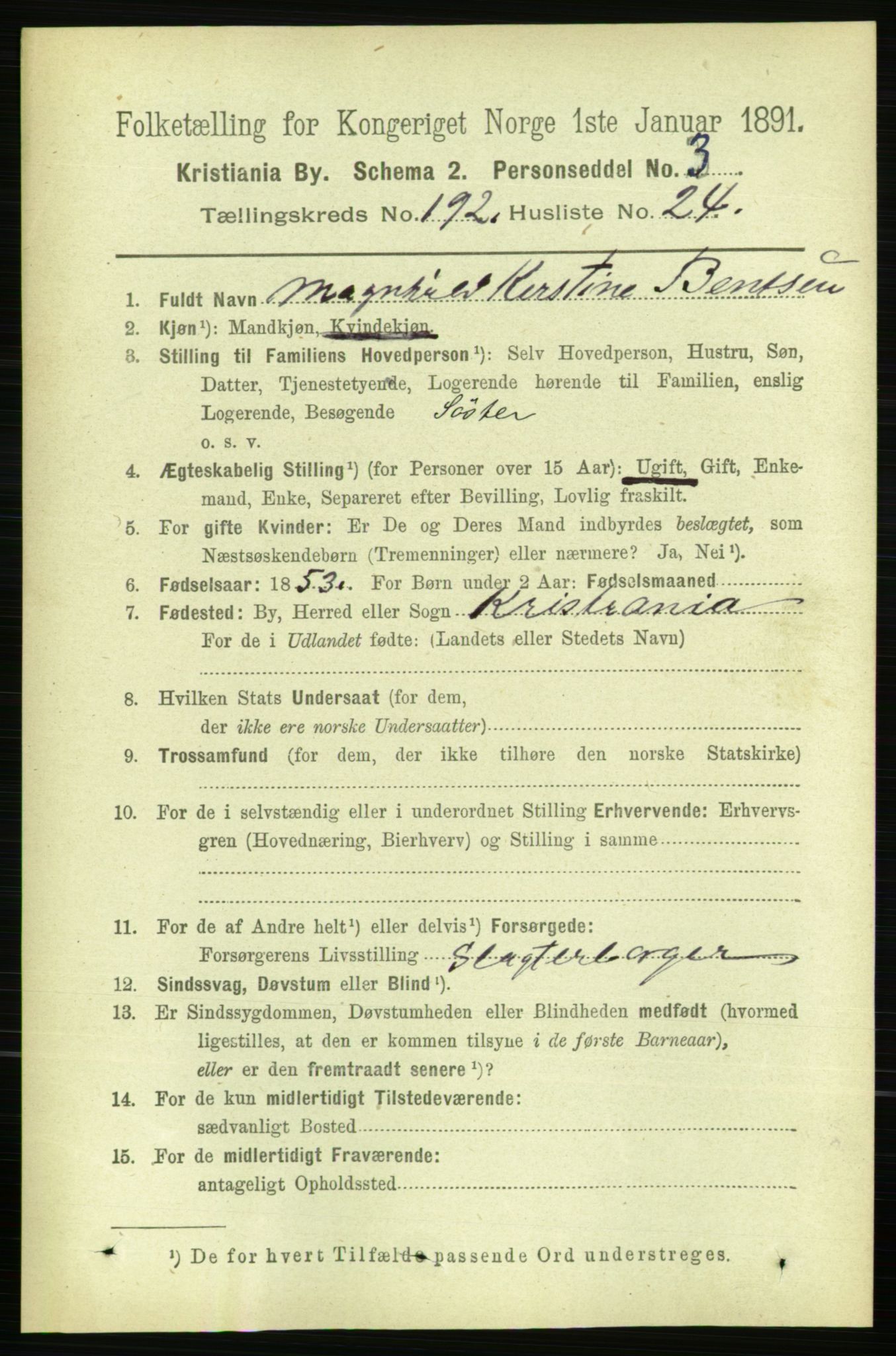 RA, 1891 census for 0301 Kristiania, 1891, p. 115852