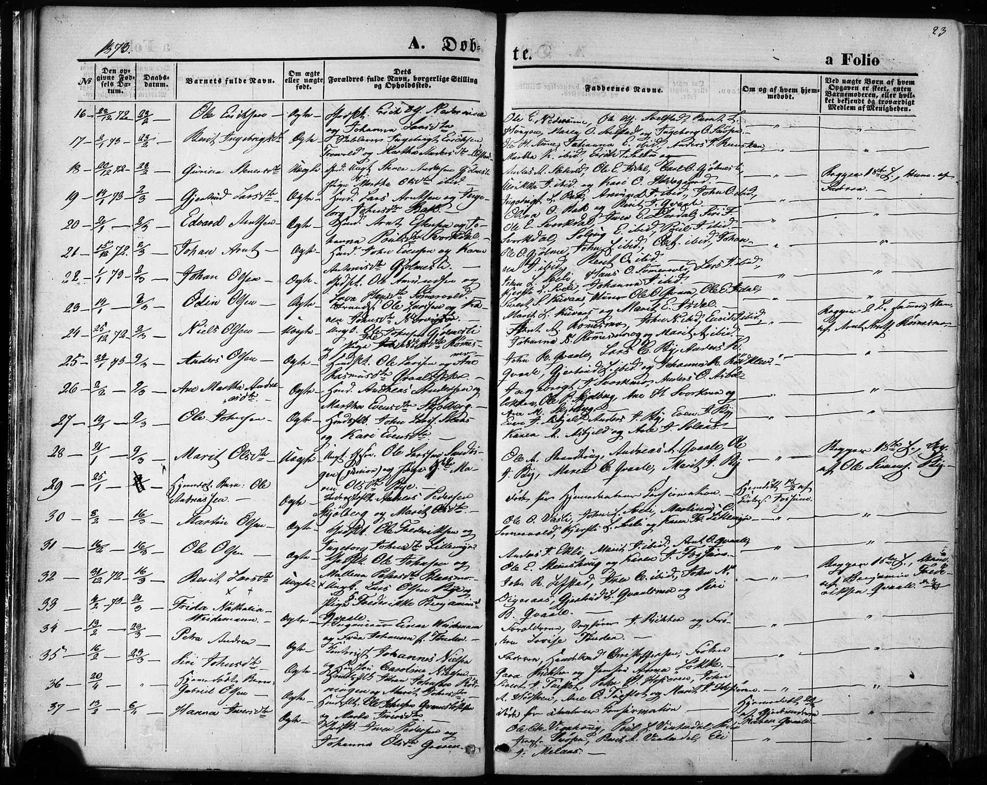 Ministerialprotokoller, klokkerbøker og fødselsregistre - Sør-Trøndelag, AV/SAT-A-1456/668/L0807: Parish register (official) no. 668A07, 1870-1880, p. 23