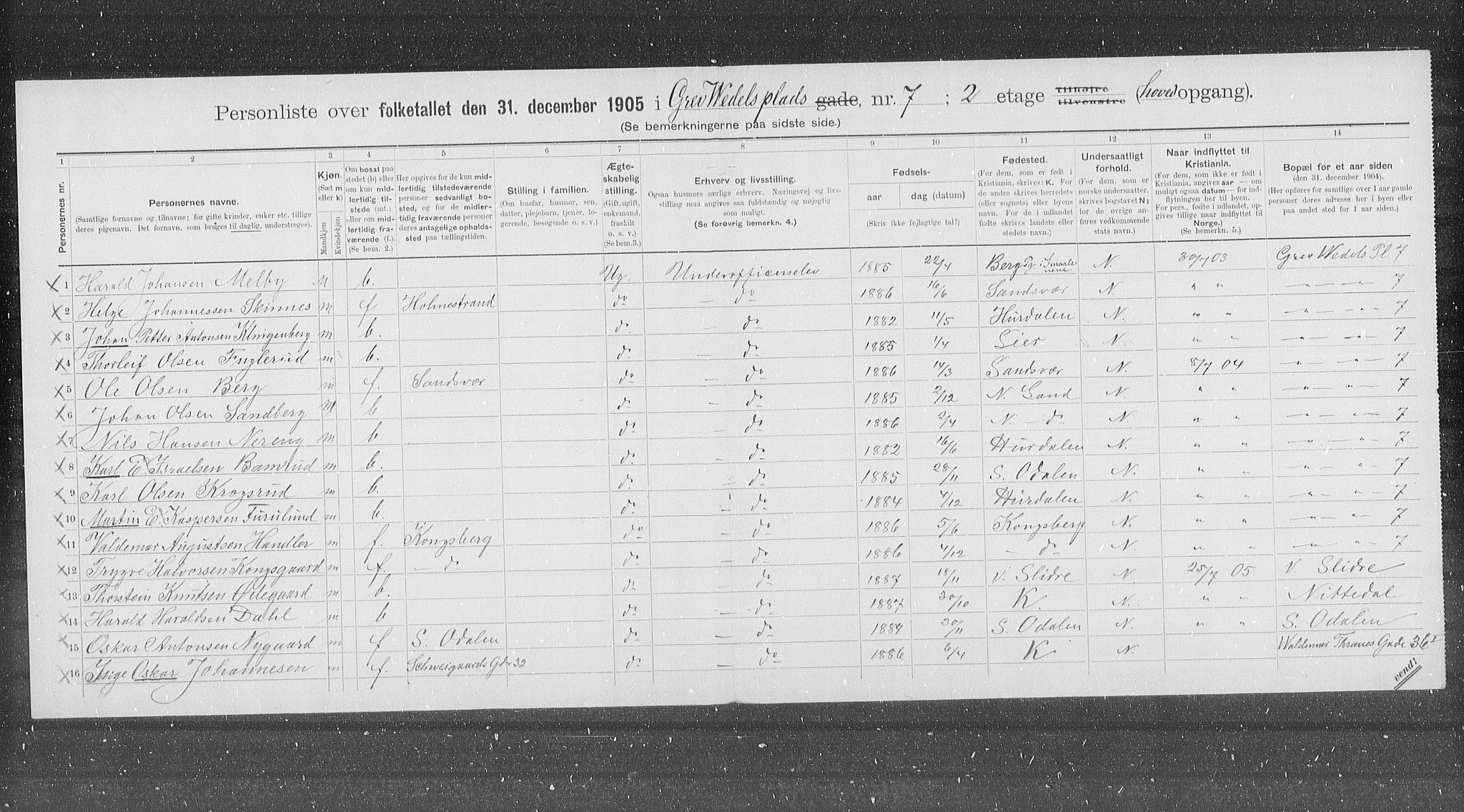 OBA, Municipal Census 1905 for Kristiania, 1905, p. 15496