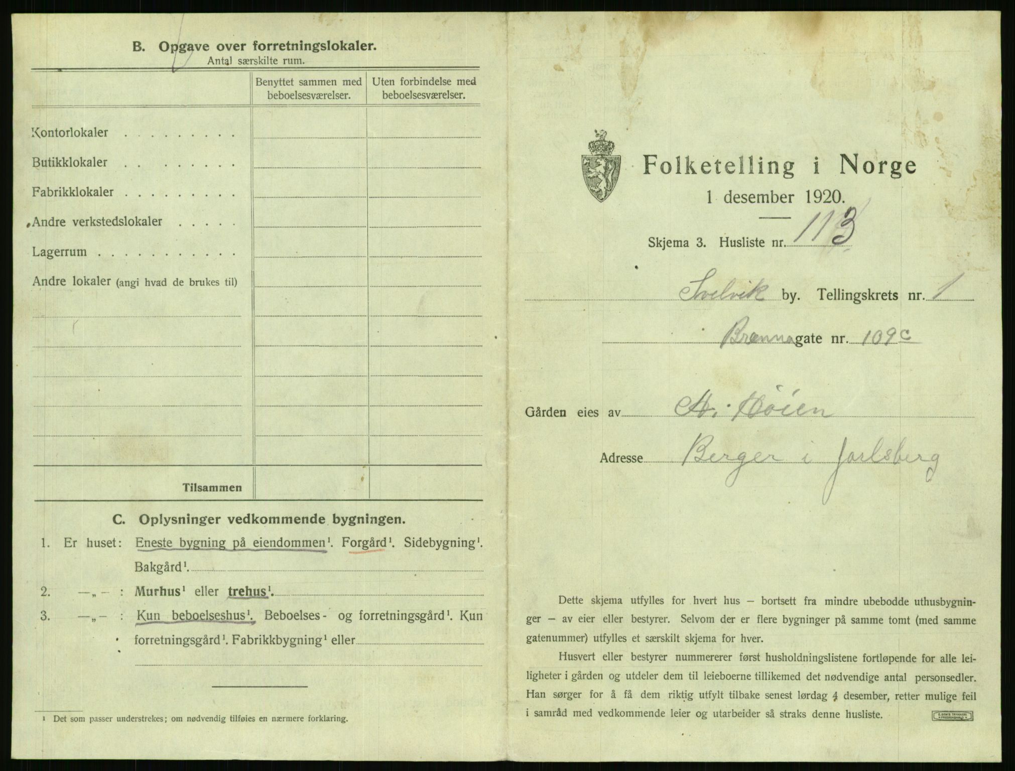 SAKO, 1920 census for Svelvik, 1920, p. 503