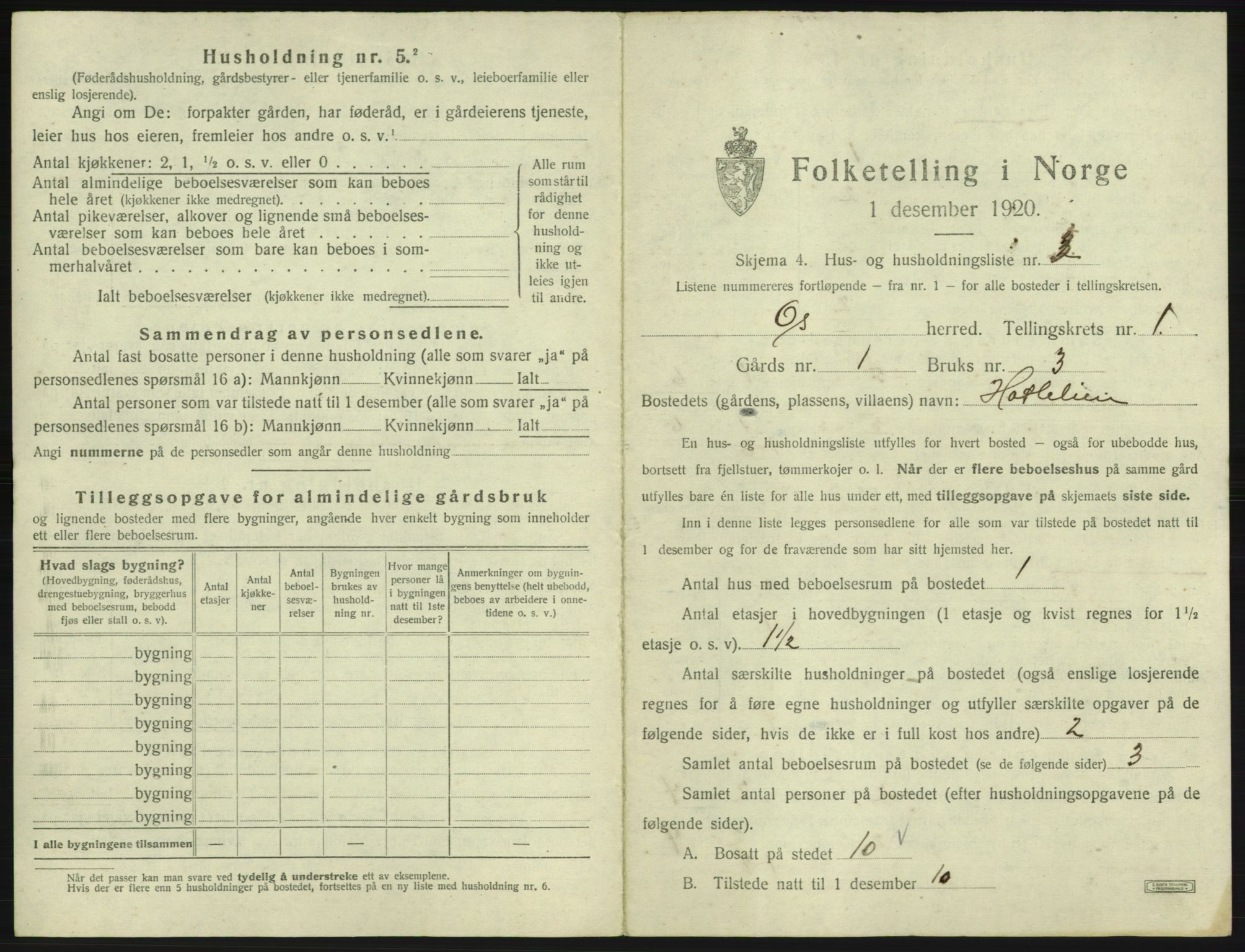 SAB, 1920 census for Os, 1920, p. 44