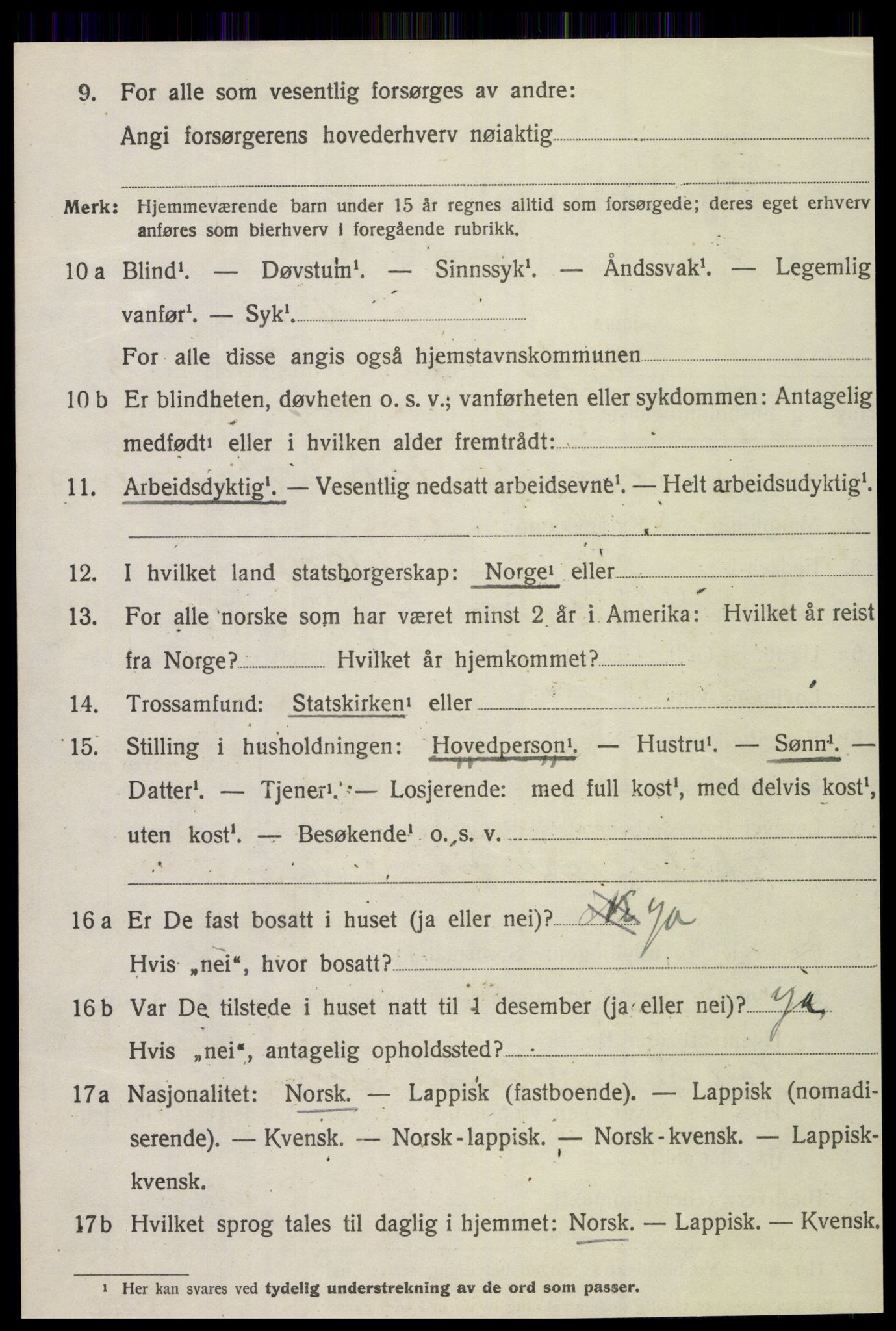 SAT, 1920 census for Egge, 1920, p. 1073