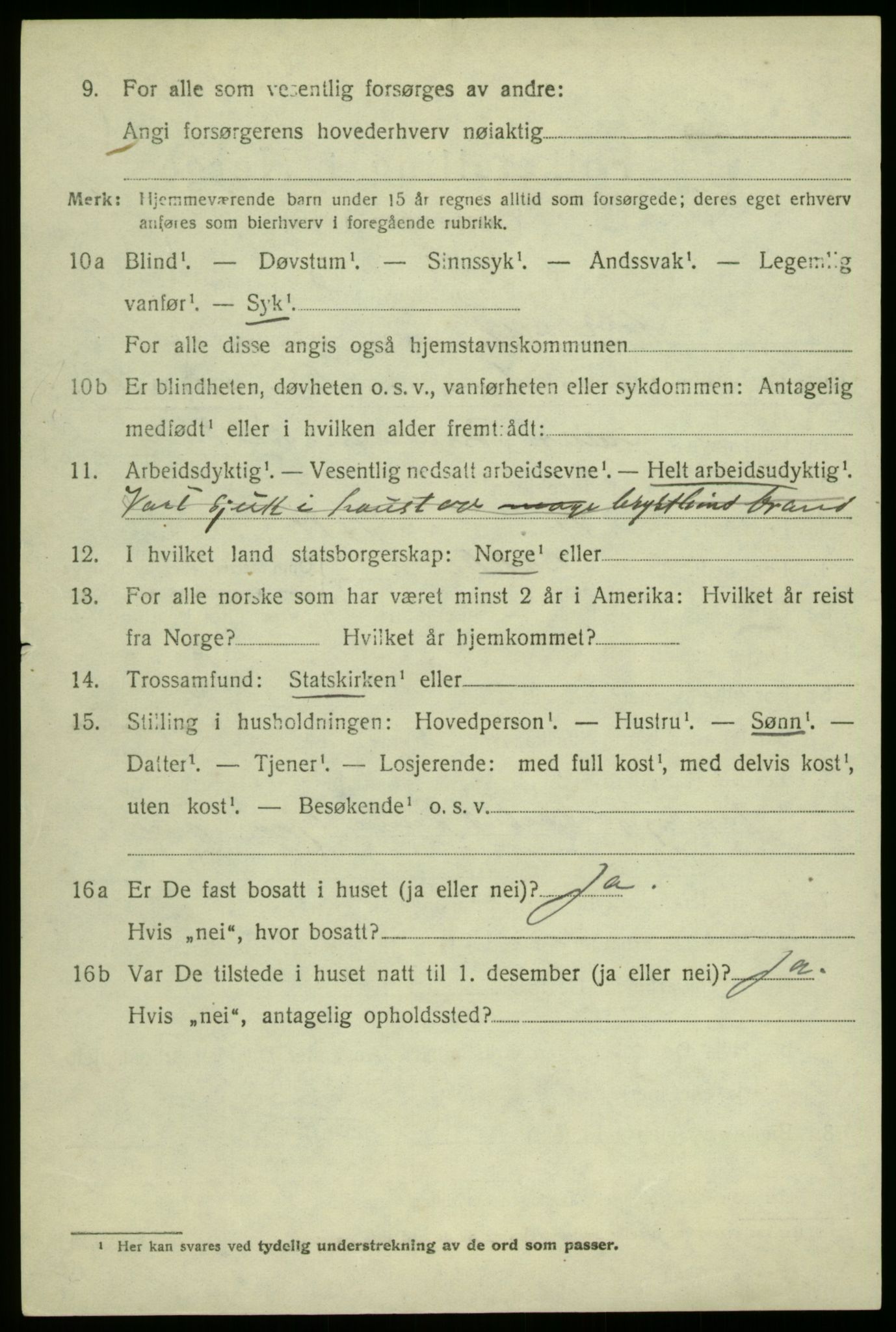 SAB, 1920 census for Aurland, 1920, p. 4749